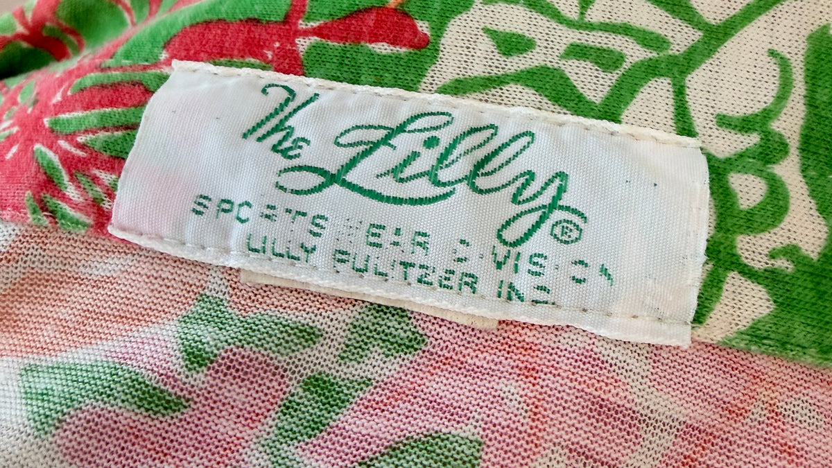 1980s The Lilly Sportswear Division by Lilly Pulitzer Floral Cotton 3/4-Sleeve Blouse