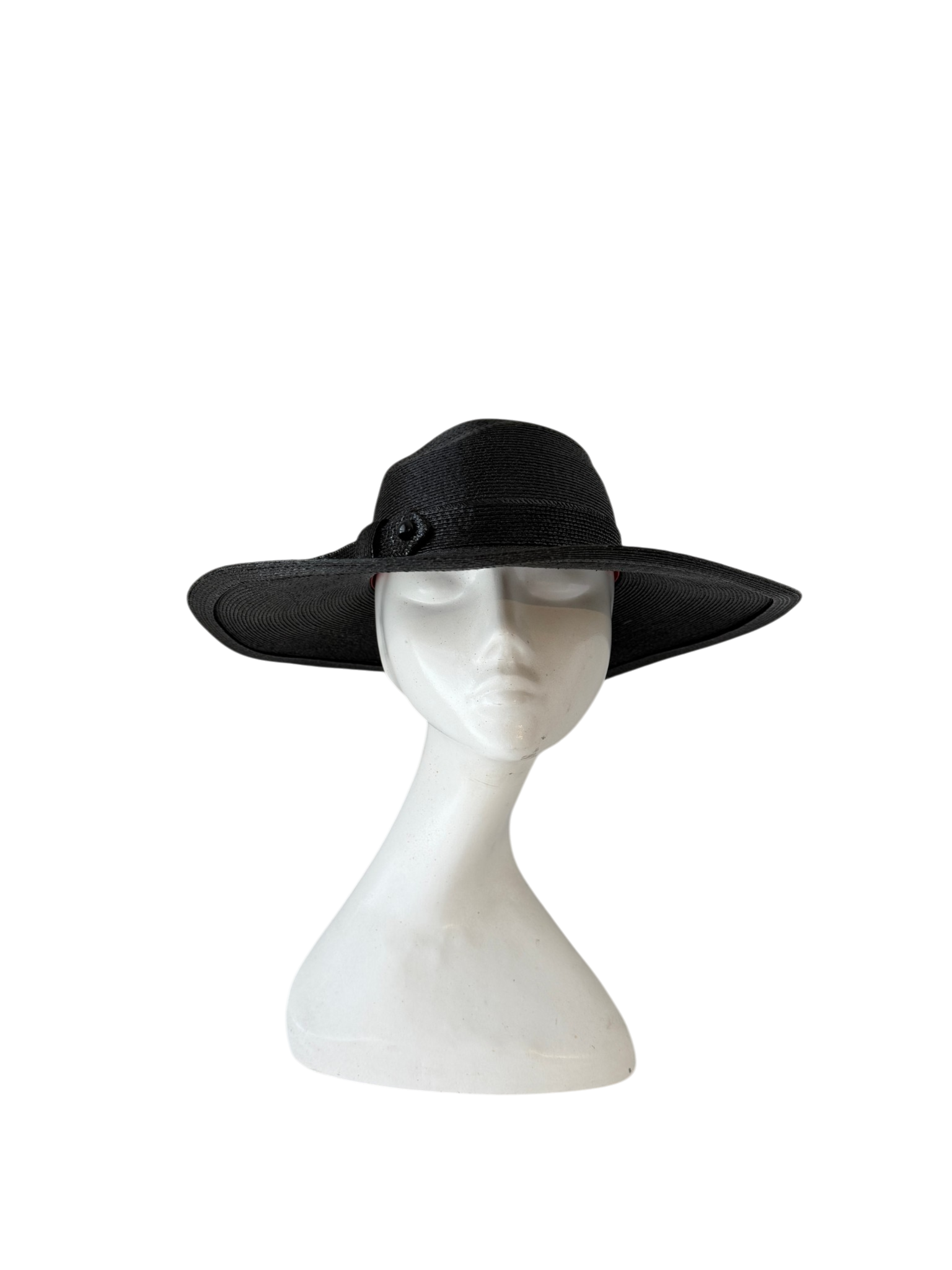 1950s Kurt Jr. by Tom Hann Black Straw Hat with Straw Buckle Band