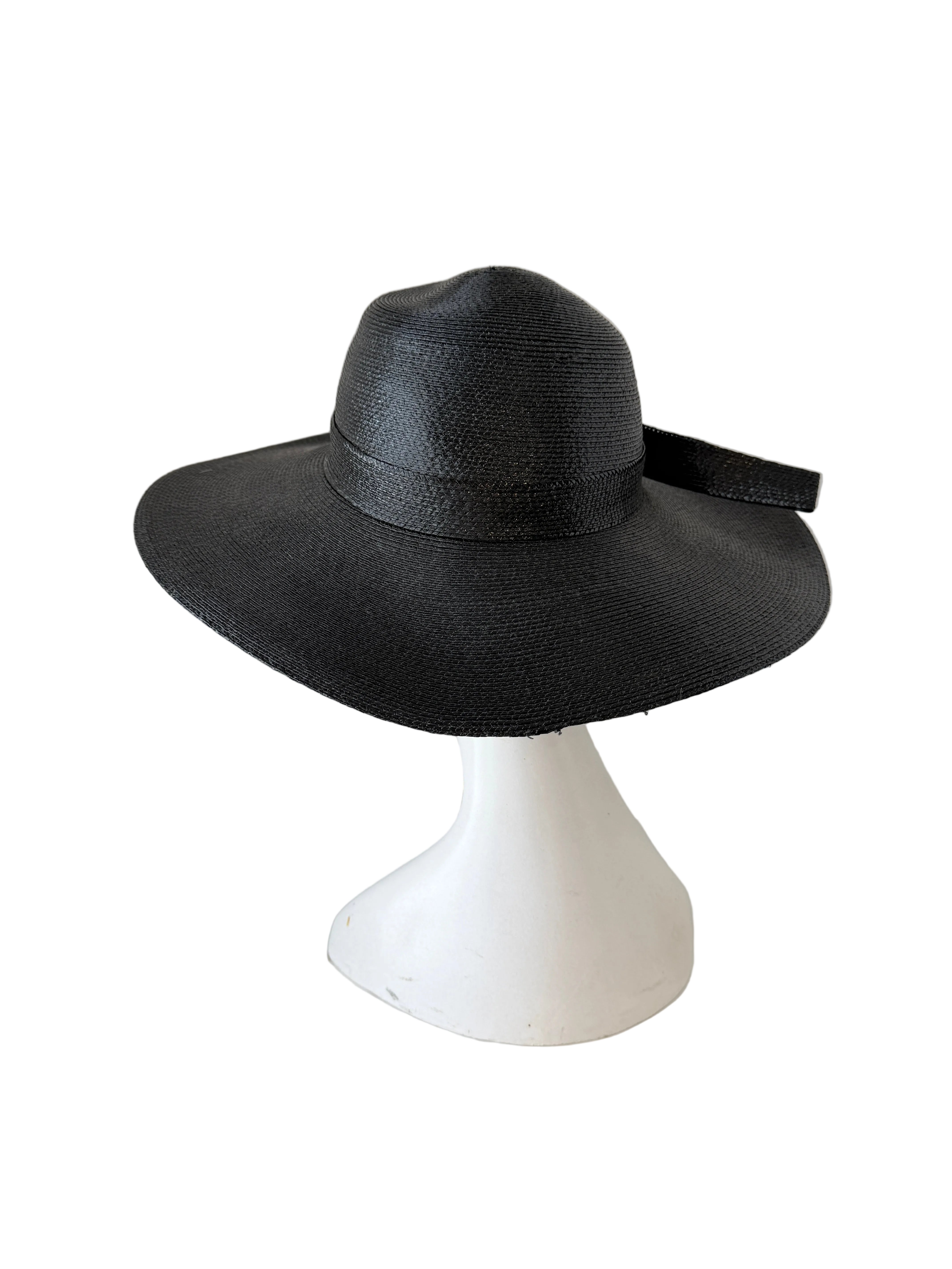 1950s Kurt Jr. by Tom Hann Black Straw Hat with Straw Buckle Band