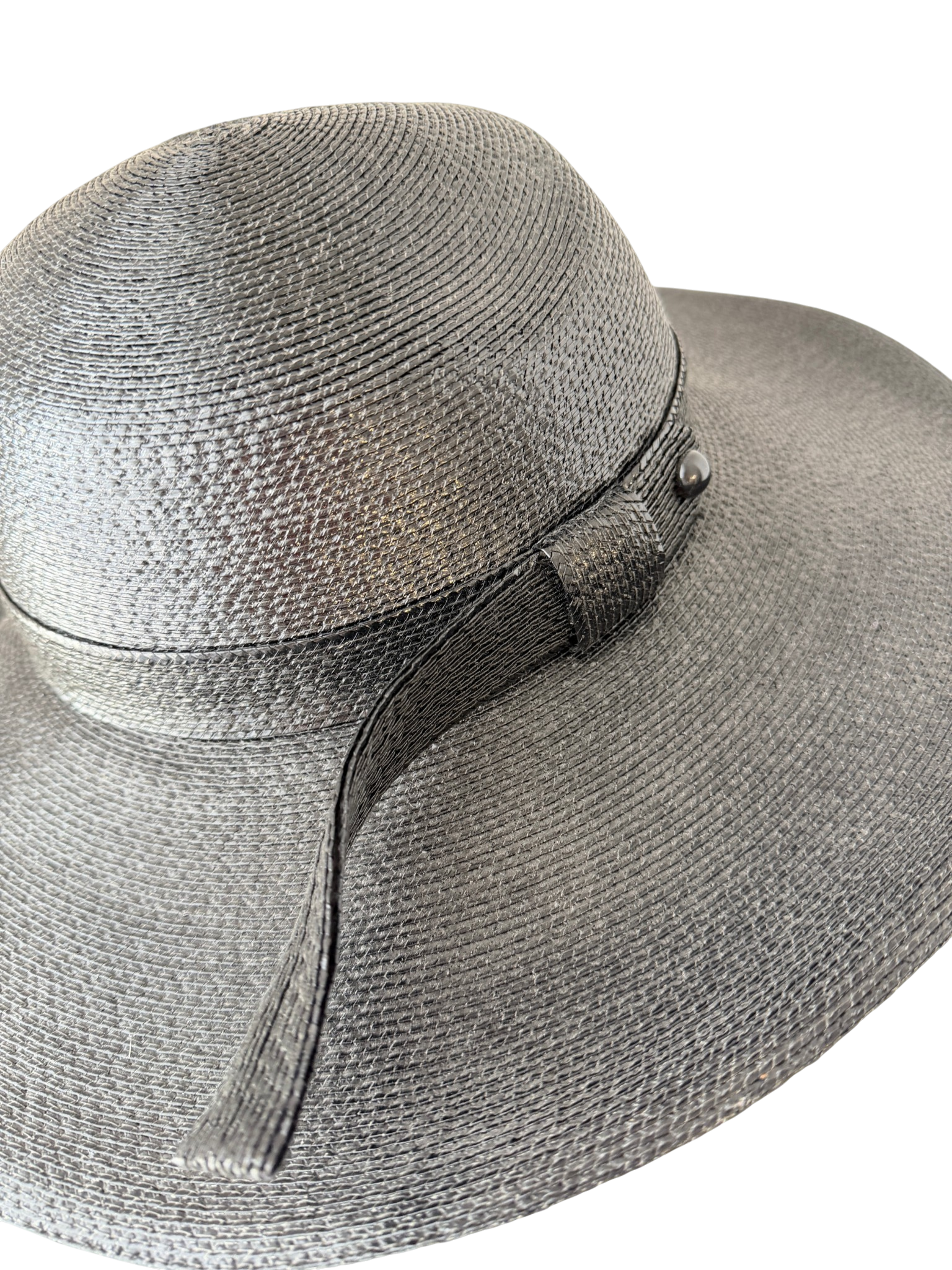 1950s Kurt Jr. by Tom Hann Black Straw Hat with Straw Buckle Band