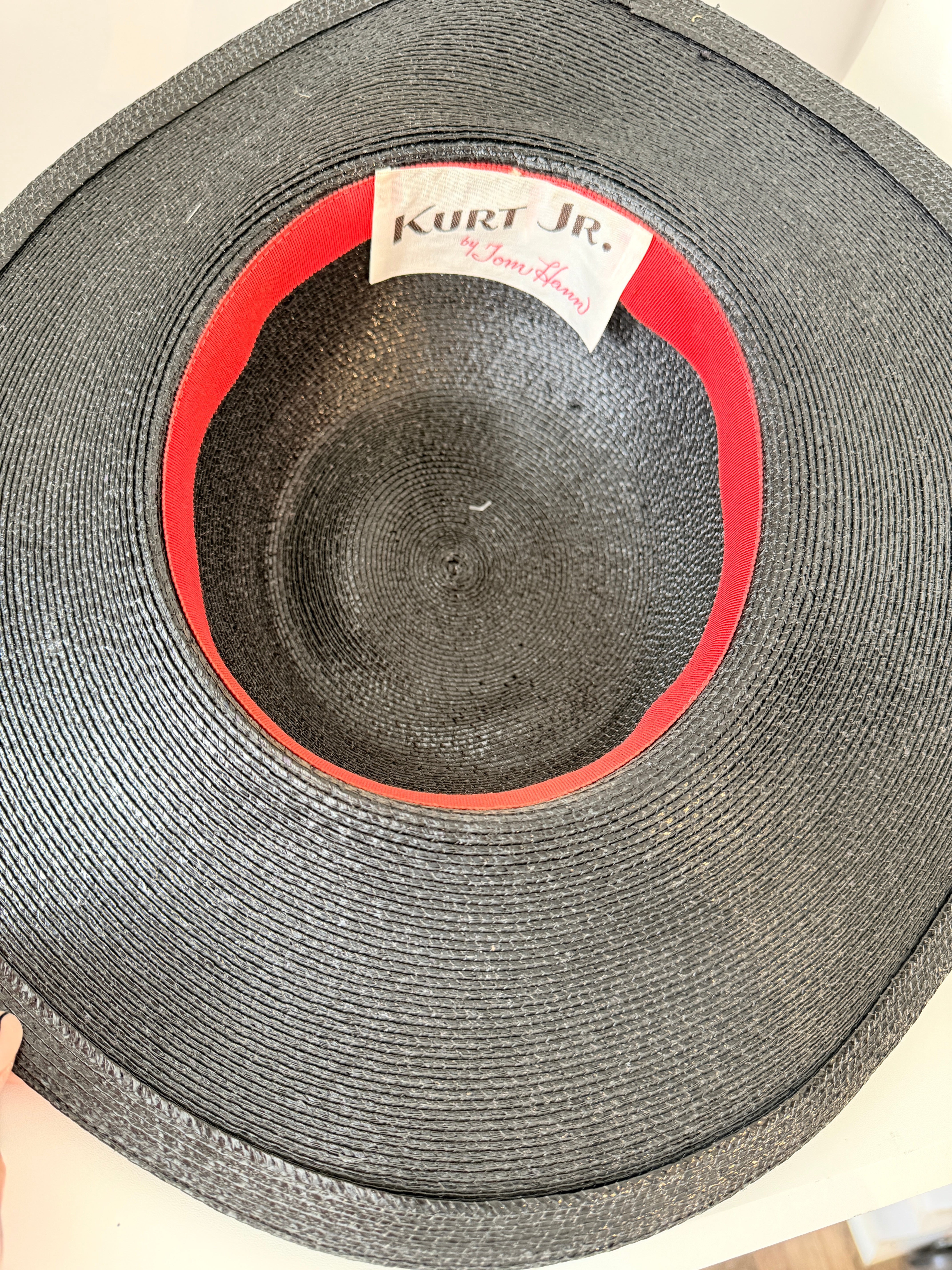 1950s Kurt Jr. by Tom Hann Black Straw Hat with Straw Buckle Band