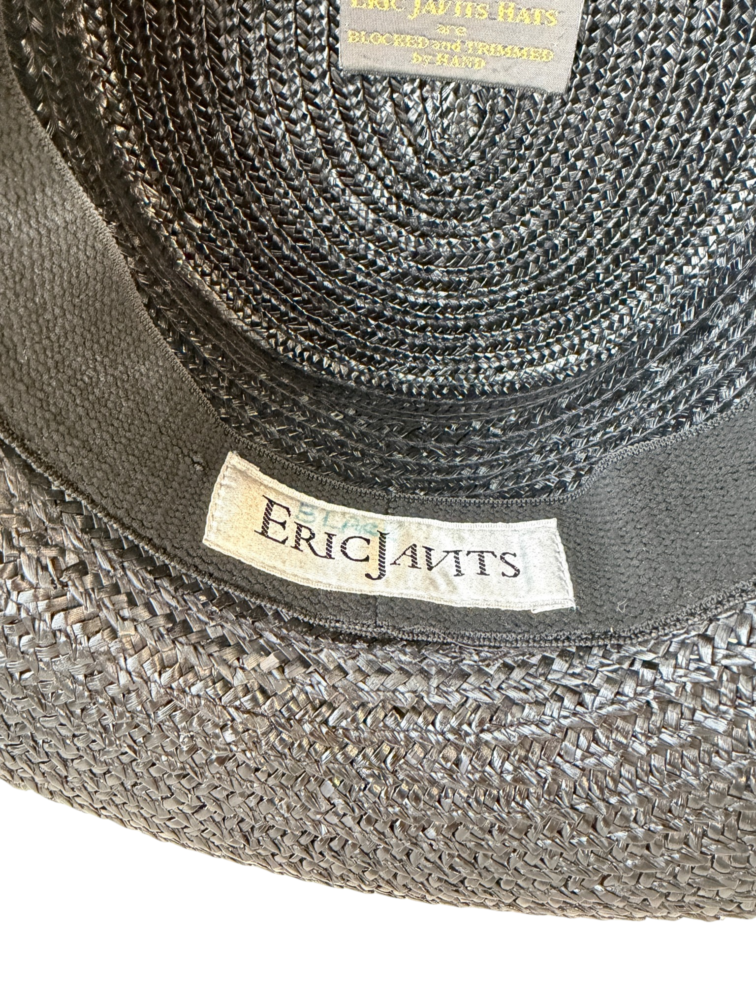 1980s Eric Javits Straw Rolled Brim Hat with Grosgrain Ribbon and Statement Bow