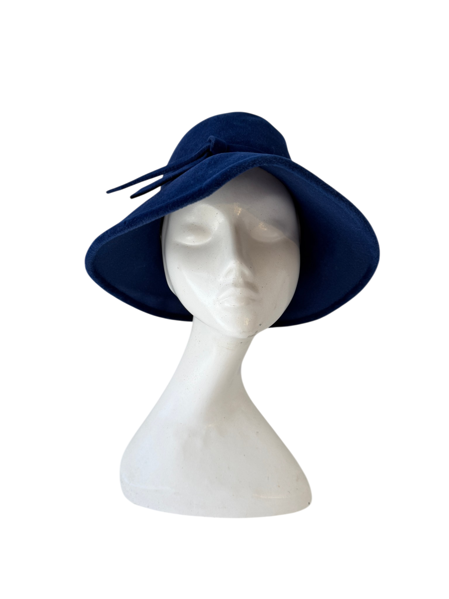 1950s Made in France for Saks Fifth Avenue Blue Velvet Cloche Hat