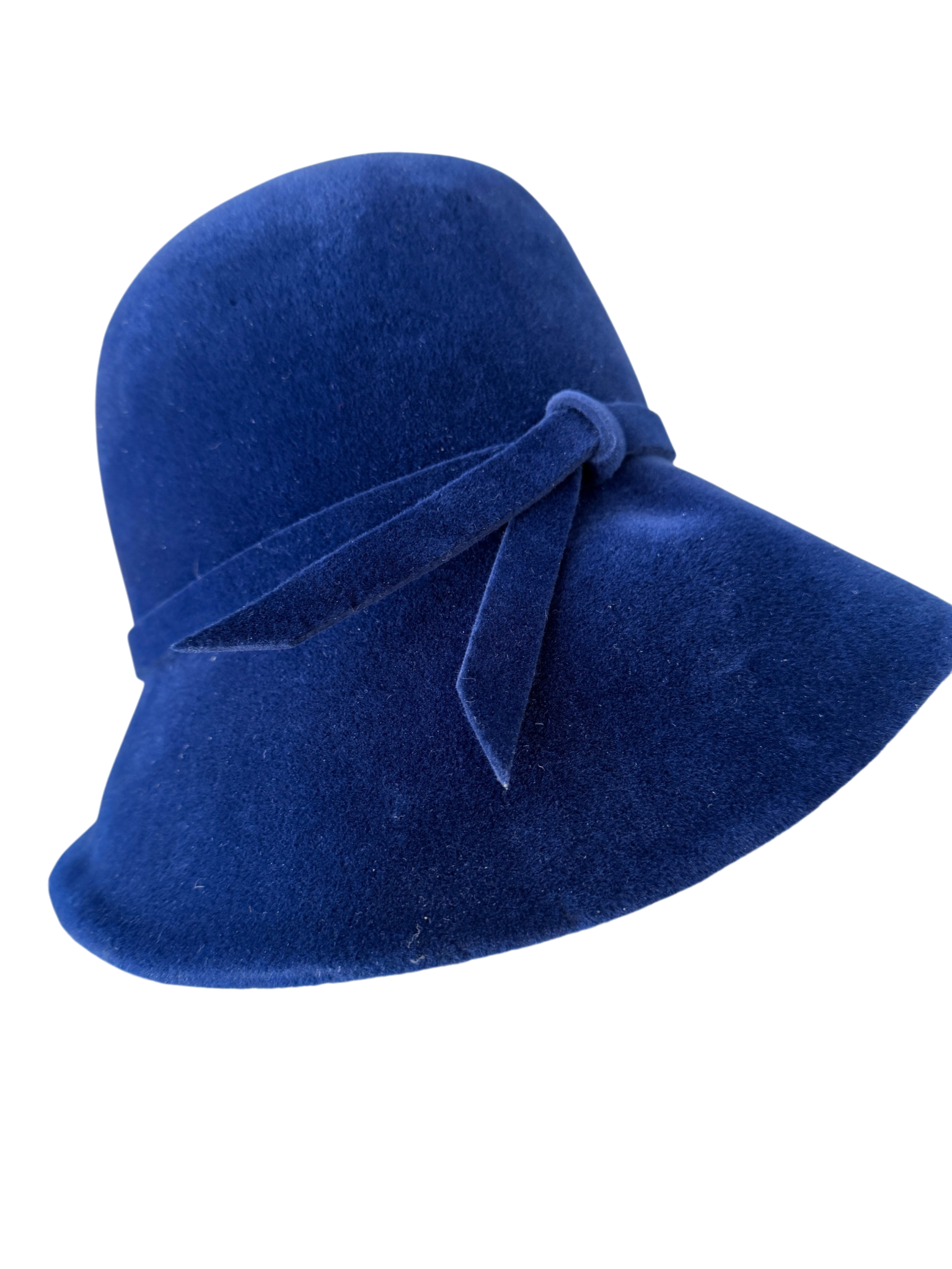 1950s Made in France for Saks Fifth Avenue Blue Velvet Cloche Hat
