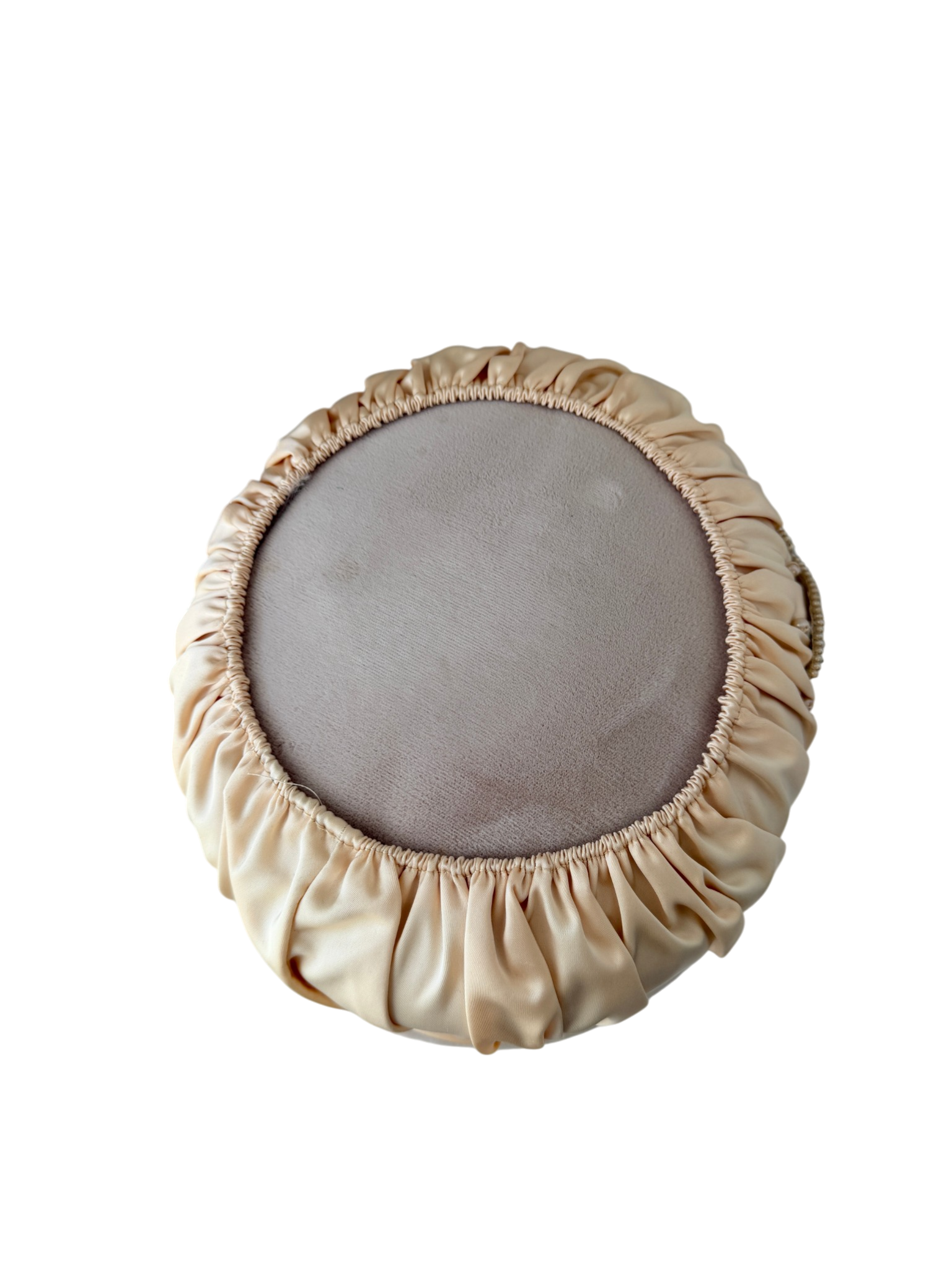 1940s Styled by Eduard Blush Velvet Hat with Silk Overlay and Beaded Detail