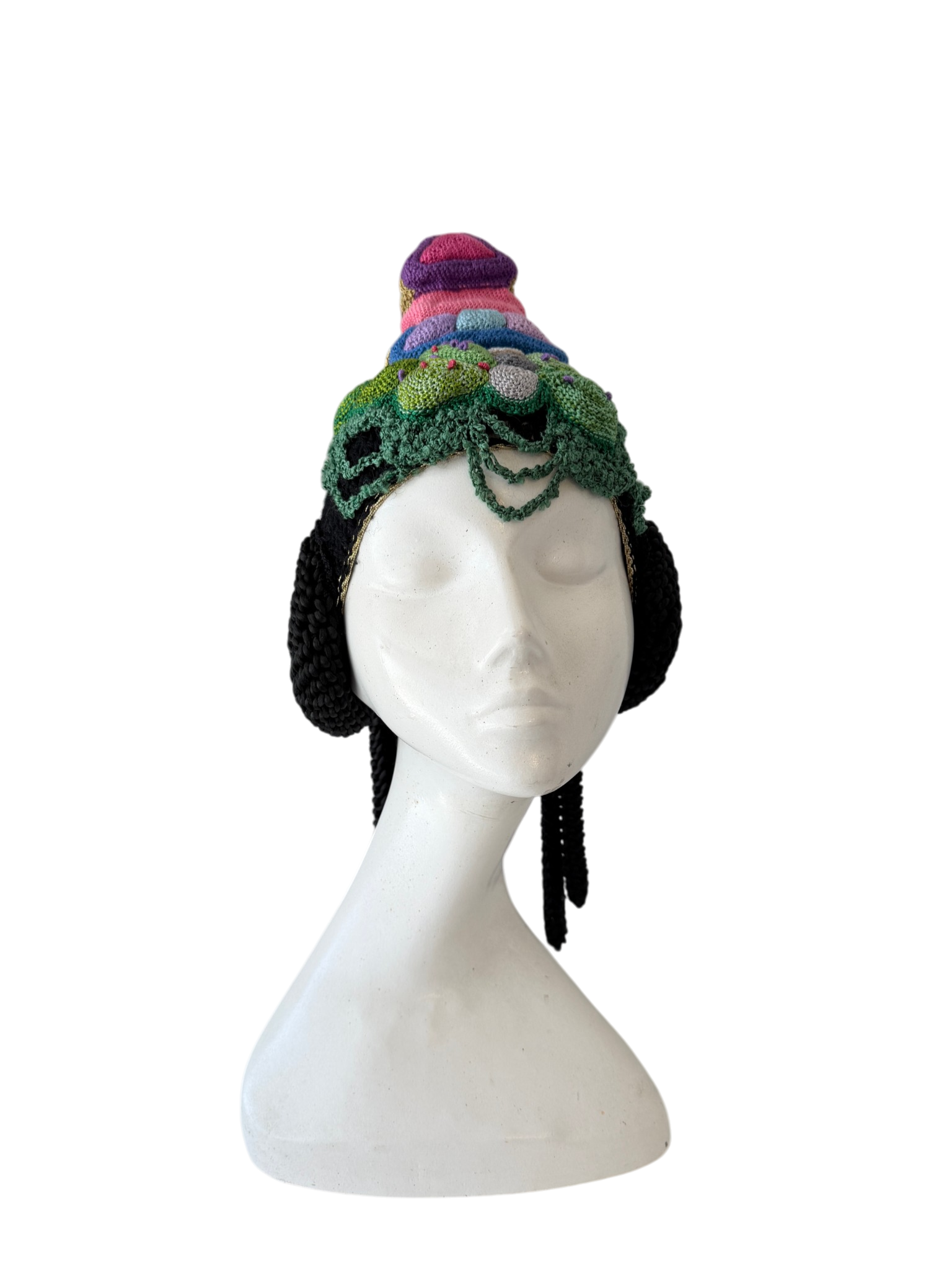 1990s Bespoke One-of-a-Kind Crochet Geisha Headdress