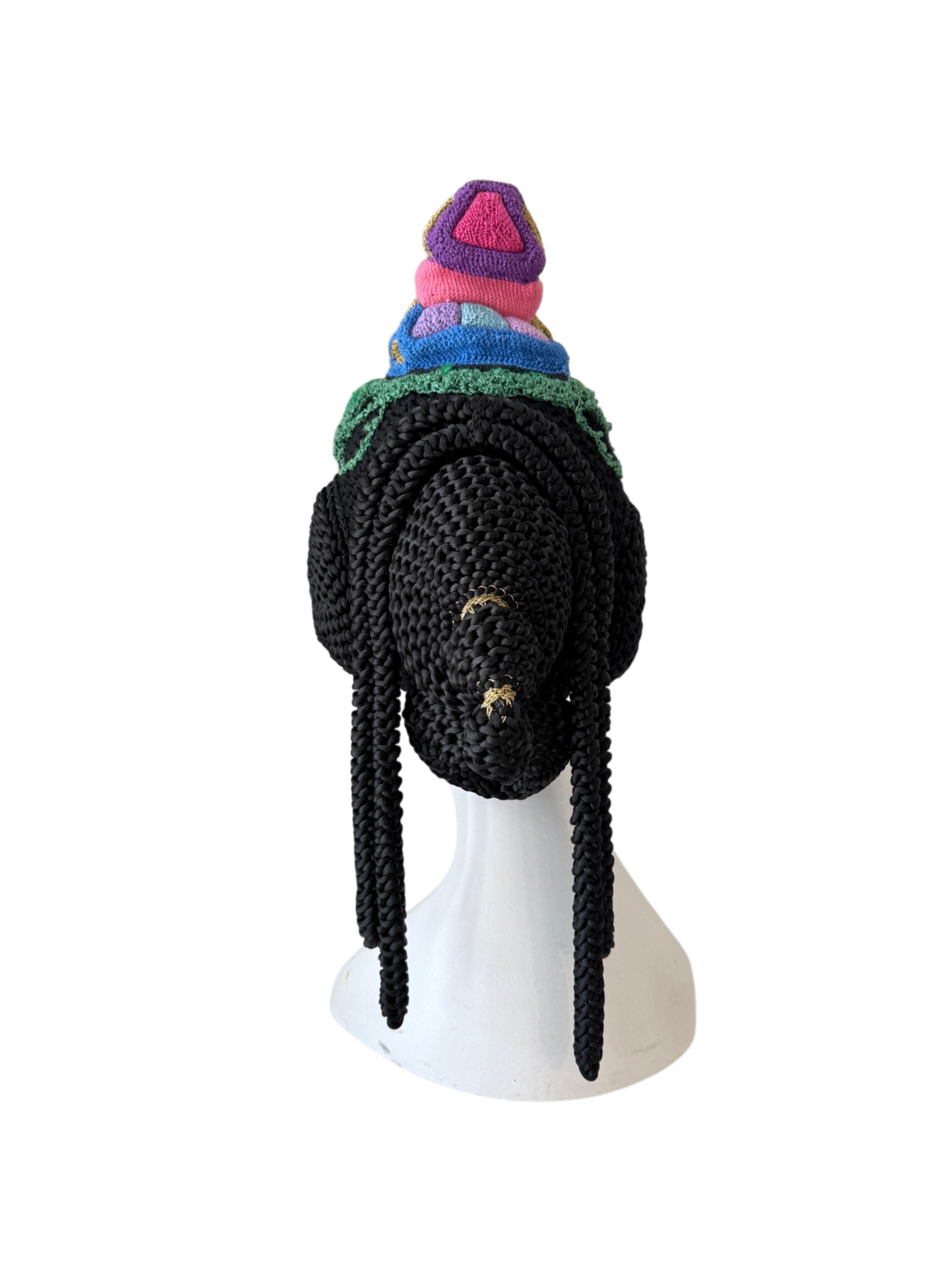 1990s Bespoke One-of-a-Kind Crochet Geisha Headdress