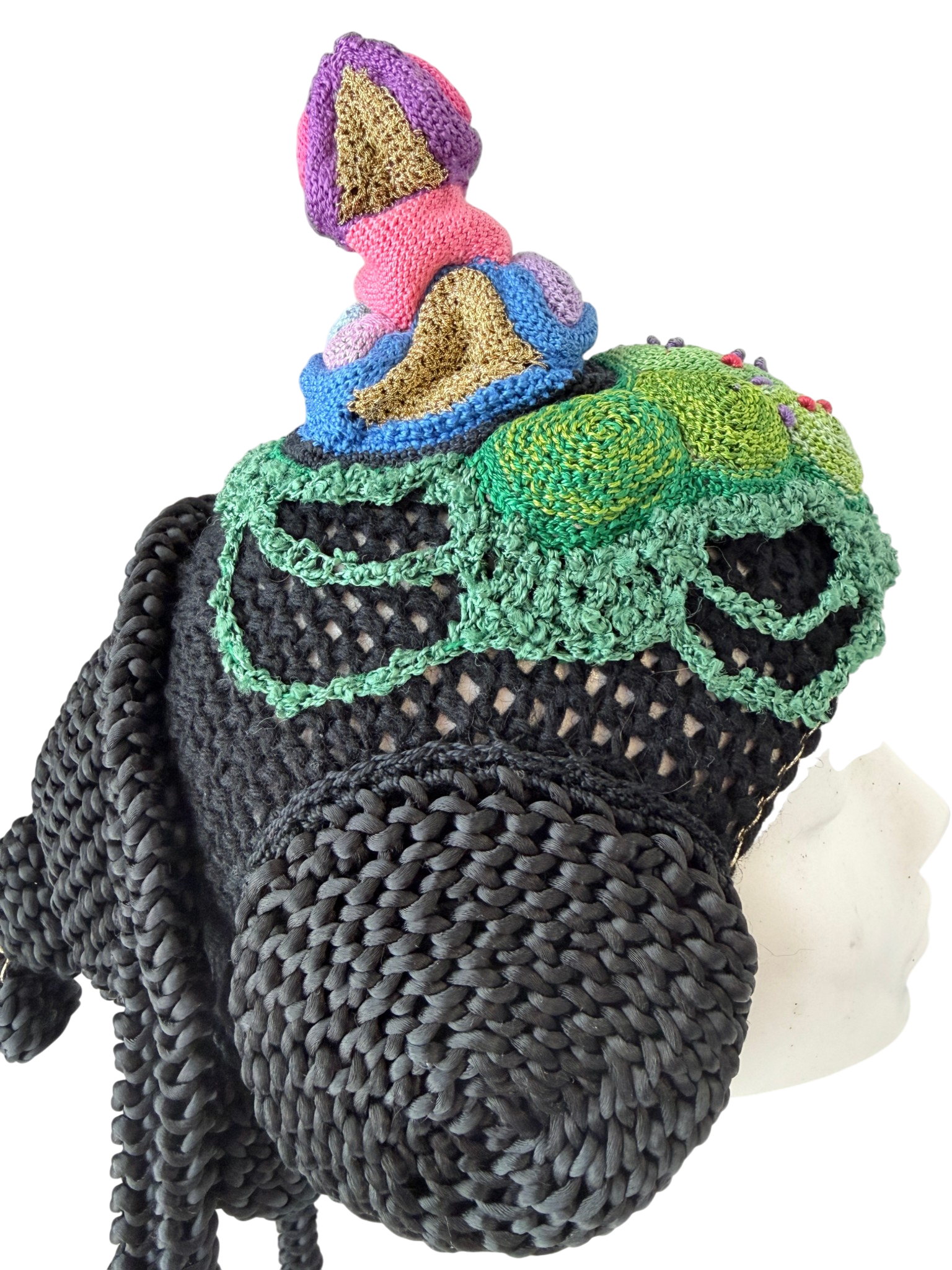 1990s Bespoke One-of-a-Kind Crochet Geisha Headdress