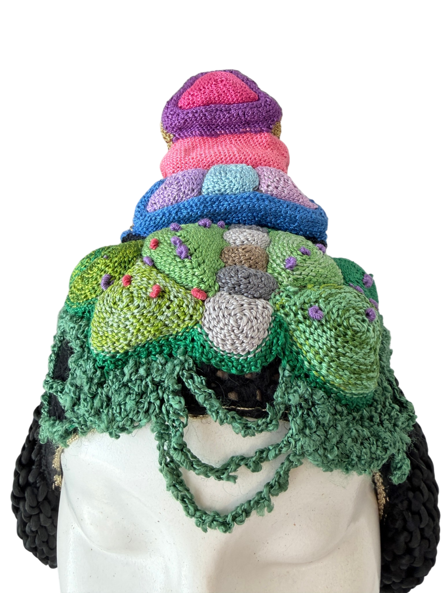 1990s Bespoke One-of-a-Kind Crochet Geisha Headdress