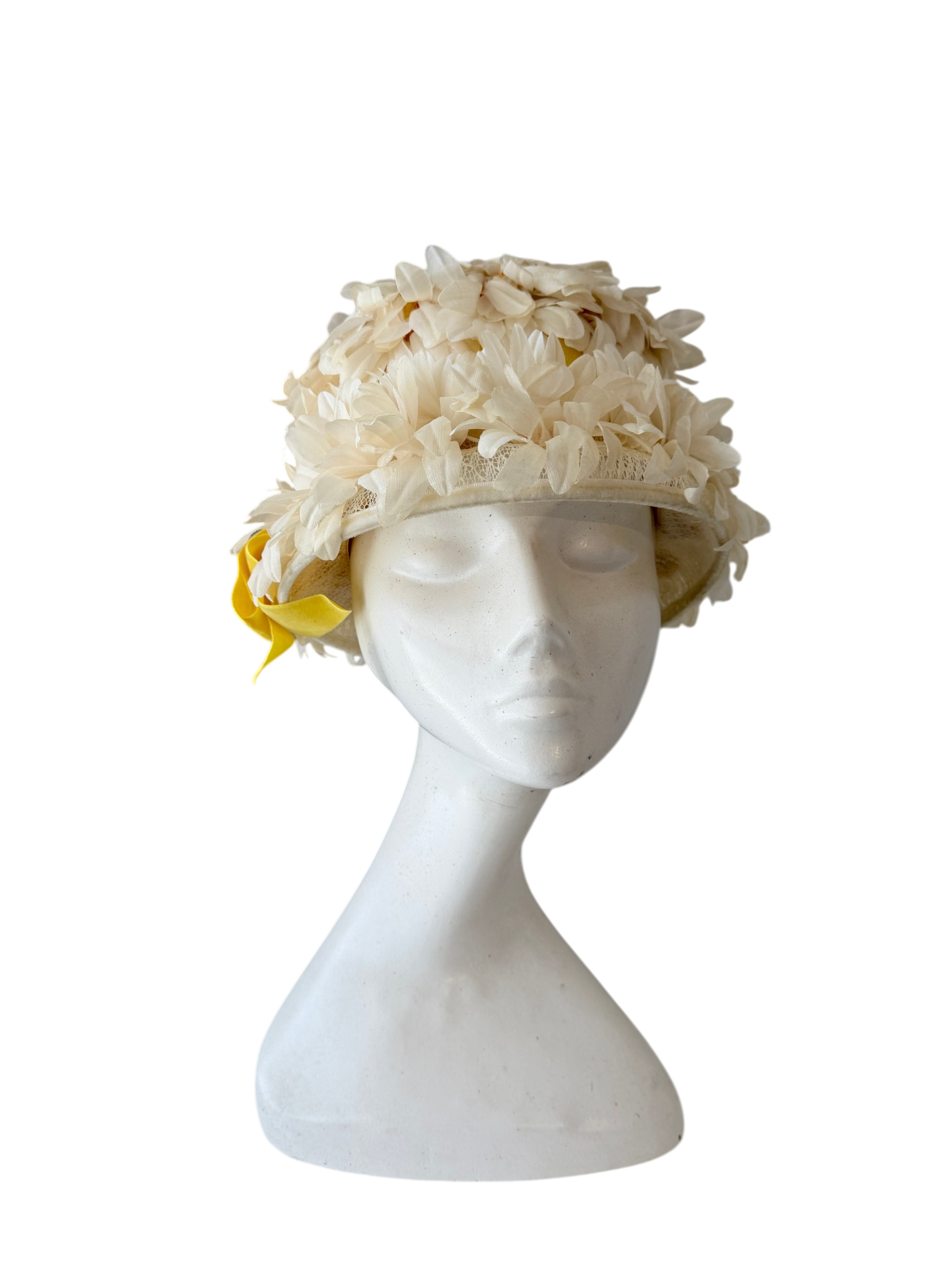 1950s Union Made Silk Daisy Floral Cloche Hat