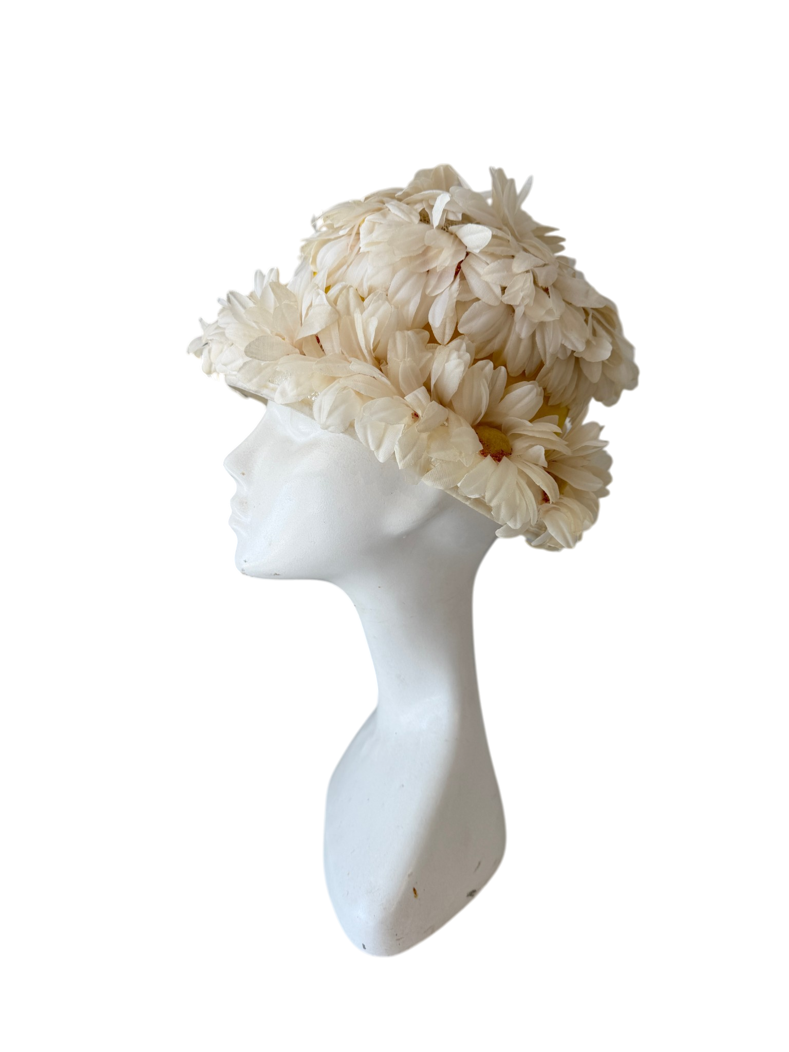 1950s Union Made Silk Daisy Floral Cloche Hat