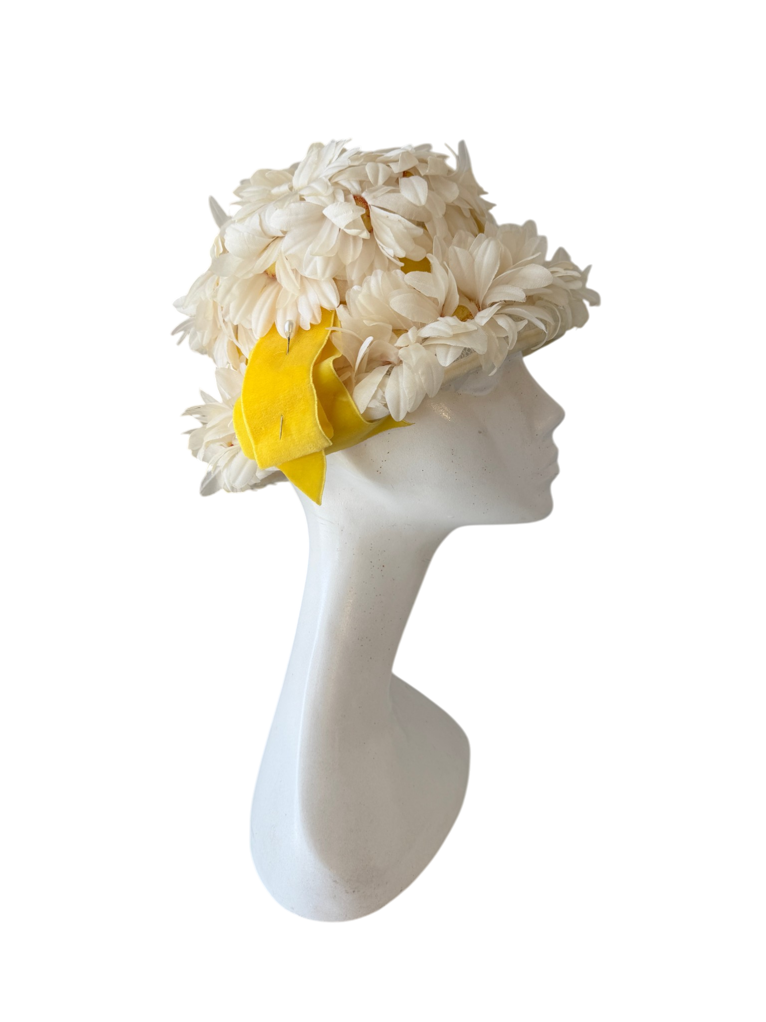 1950s Union Made Silk Daisy Floral Cloche Hat