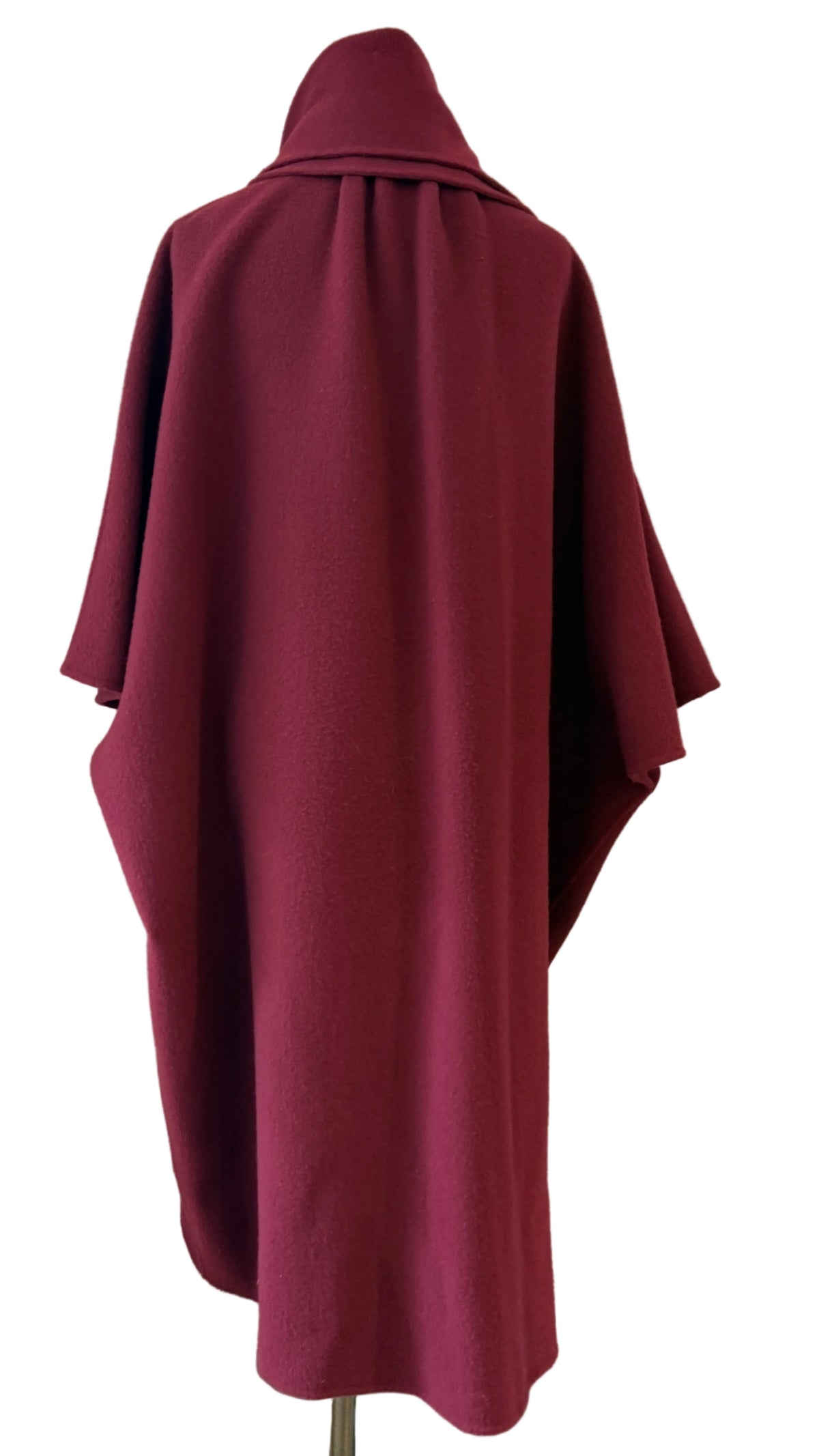 1980s Salvatore Ferragamo Burgundy Wool Wrap Cape