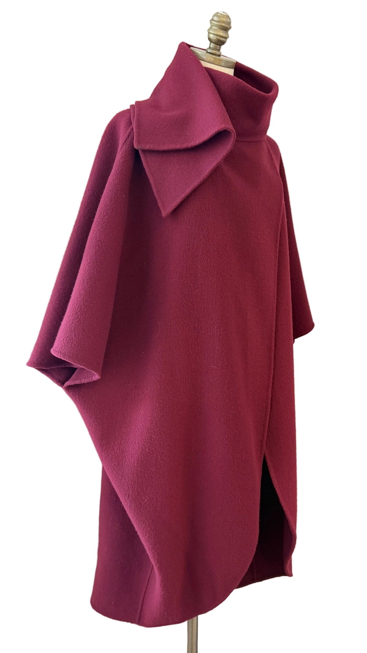 1980s Salvatore Ferragamo Burgundy Wool Wrap Cape