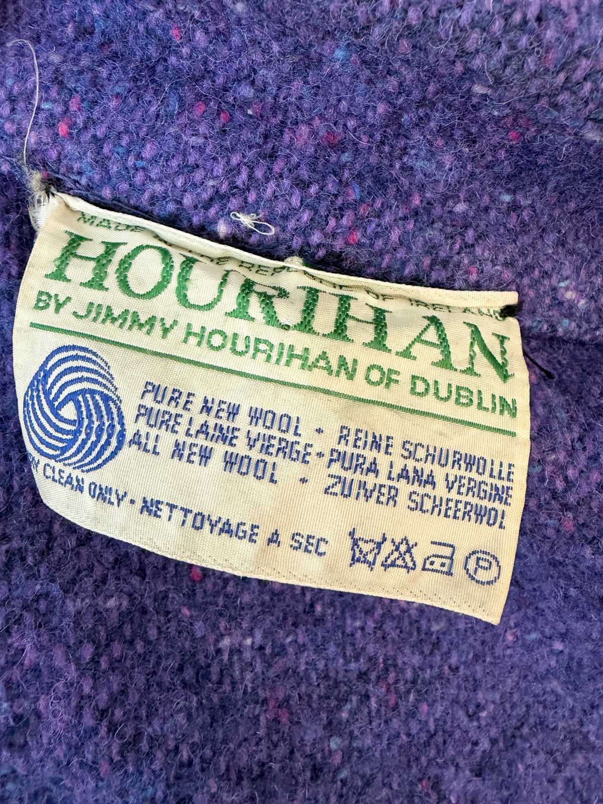 1970s Jimmy Hourihan of Dublin Purple Wool Button-Front Collared Cape with Cuffs