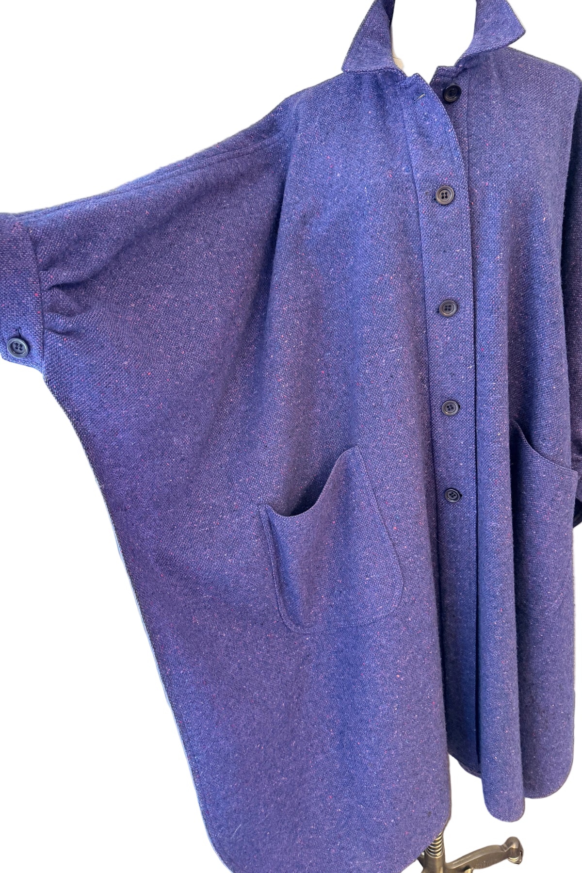 1970s Jimmy Hourihan of Dublin Purple Wool Button-Front Collared Cape with Cuffs