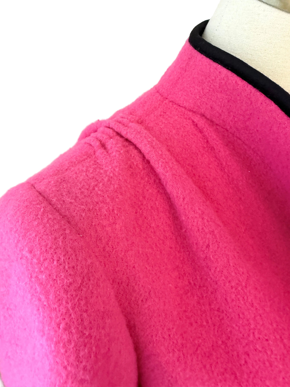 1980s Lanvin Paris Pink Felted Wool Full-Length Open Coat with Pleated Shoulders