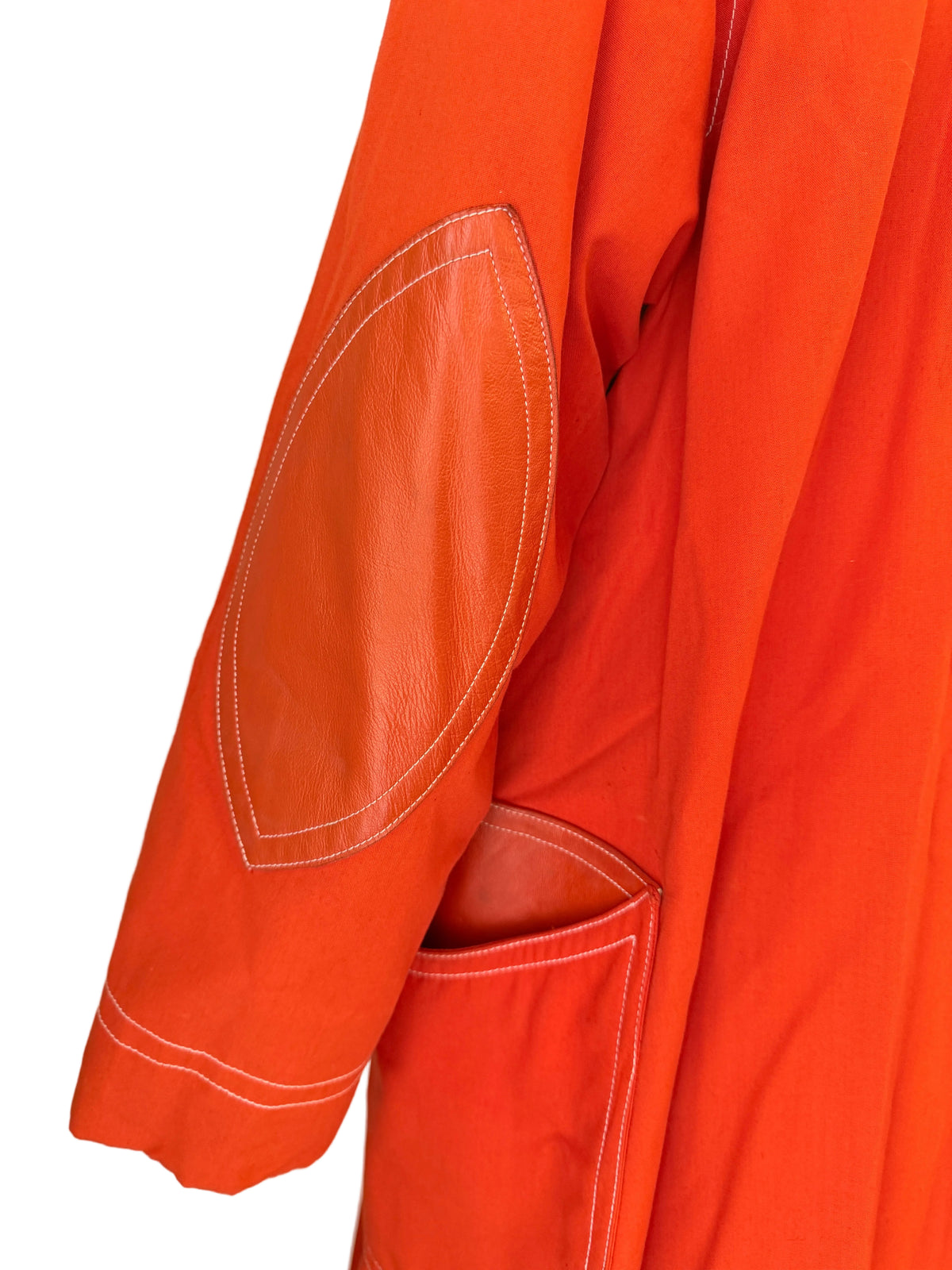 1960s Bonnie Cashin for Sills / Saks Orange Canvas & Leather Toggle-Front Swing Coat