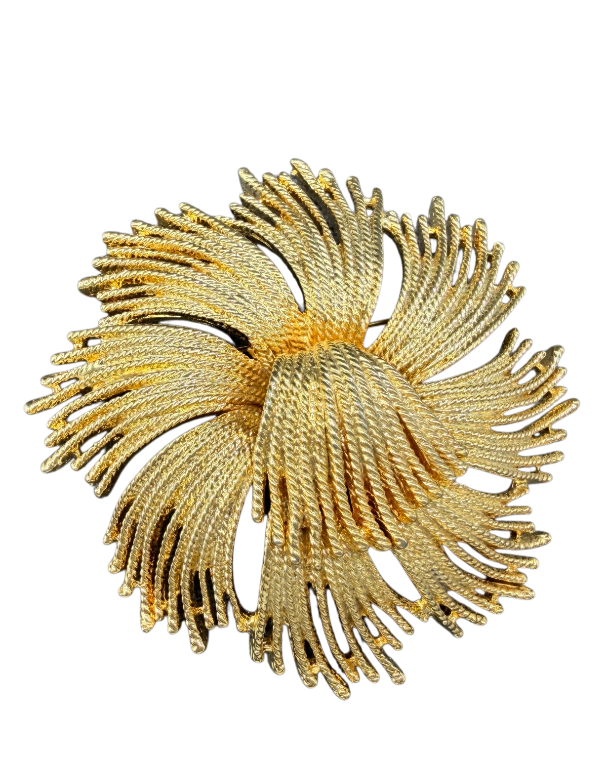 1960s Monet Gold-Tone Circle Brooch with Tassel Detail