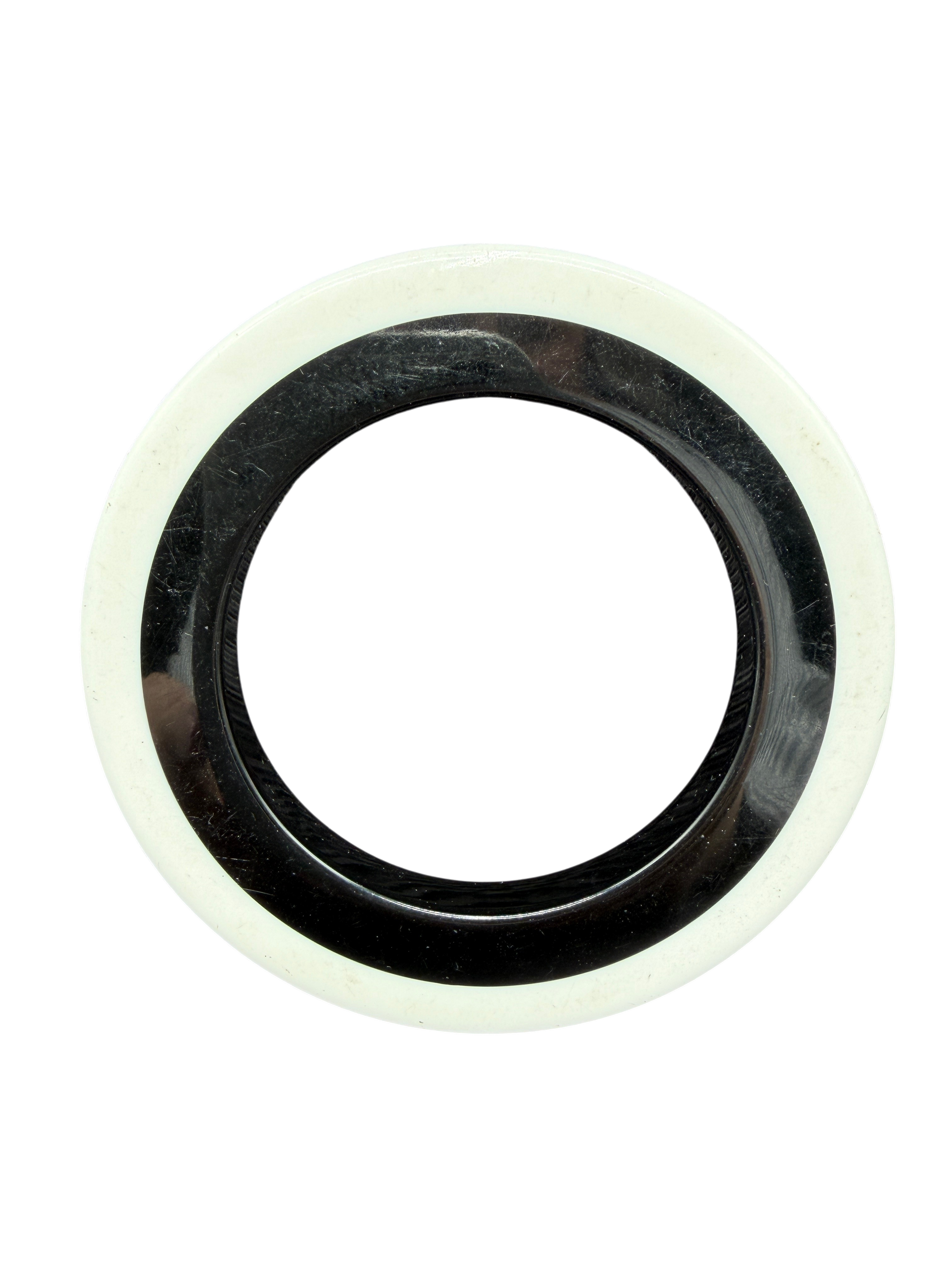 1960s MCM Black & White Lucite Bangle Bracelet