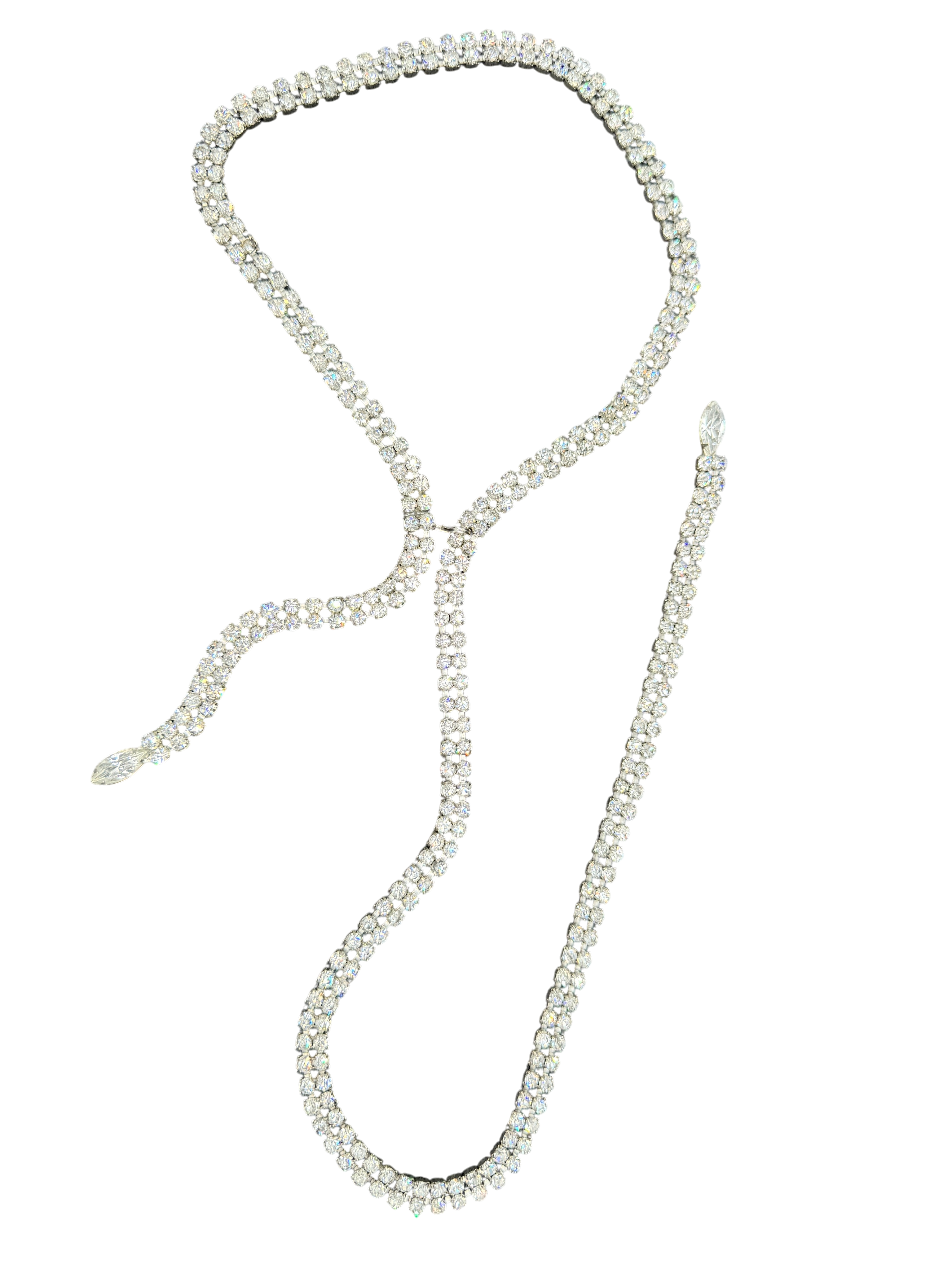 1960s Austrian Crystal Lariat Necklace with Marquise Ends