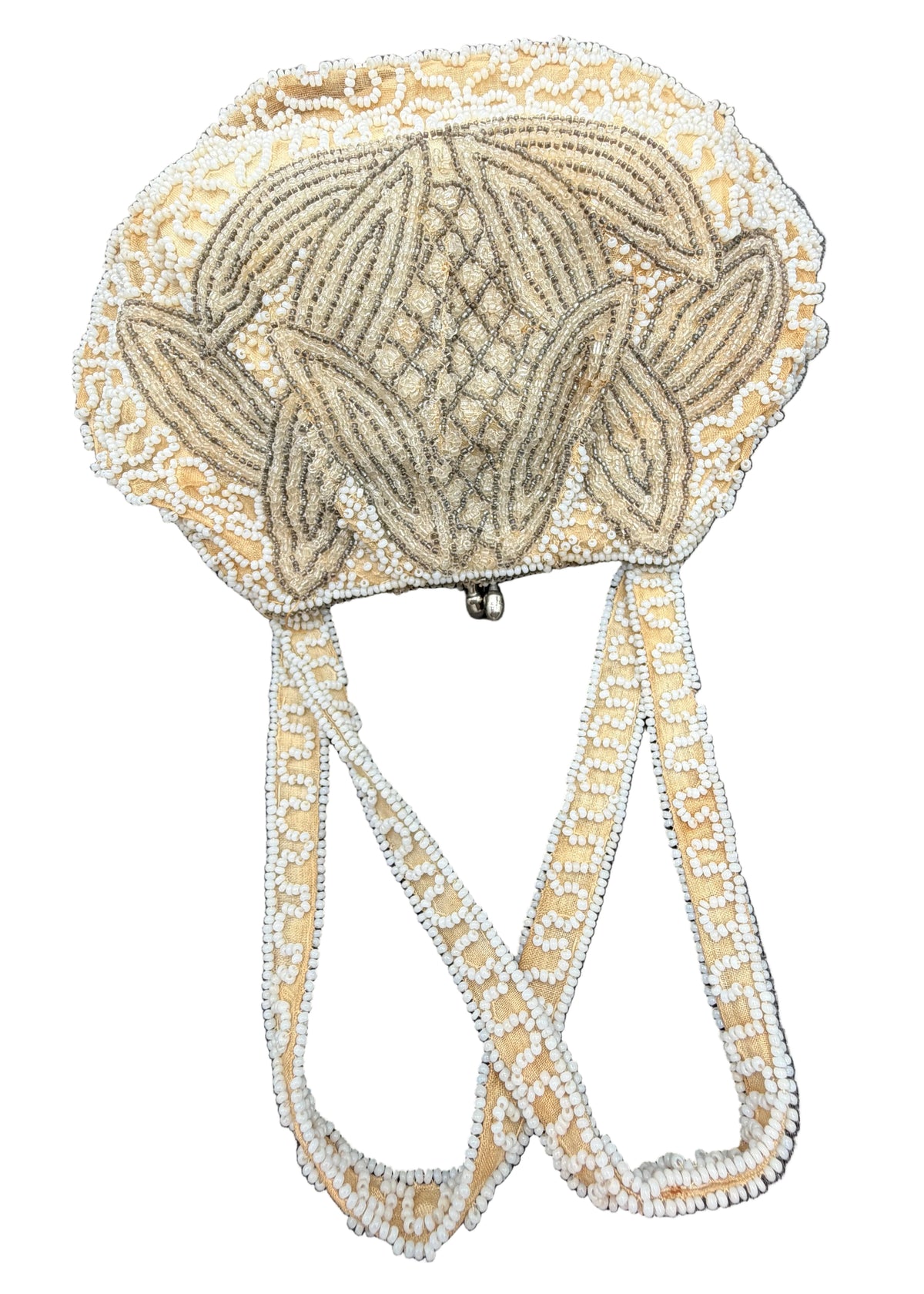 1930s Art Deco Belgian Ivory & Silver Embellished Evening Purse