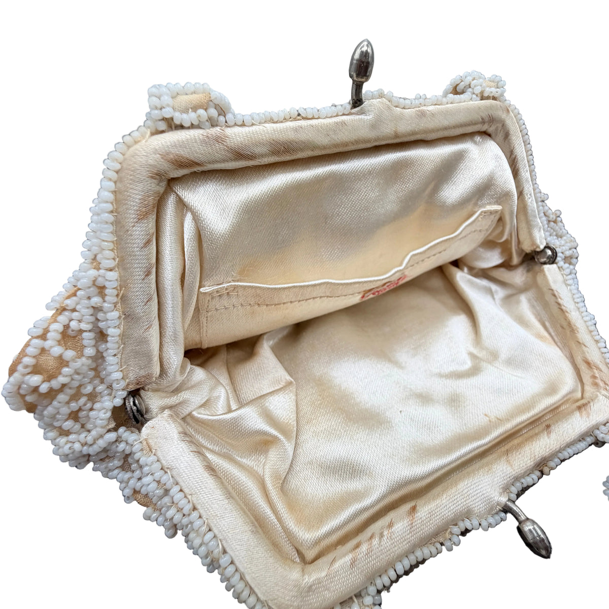 1930s Art Deco Belgian Ivory & Silver Embellished Evening Purse