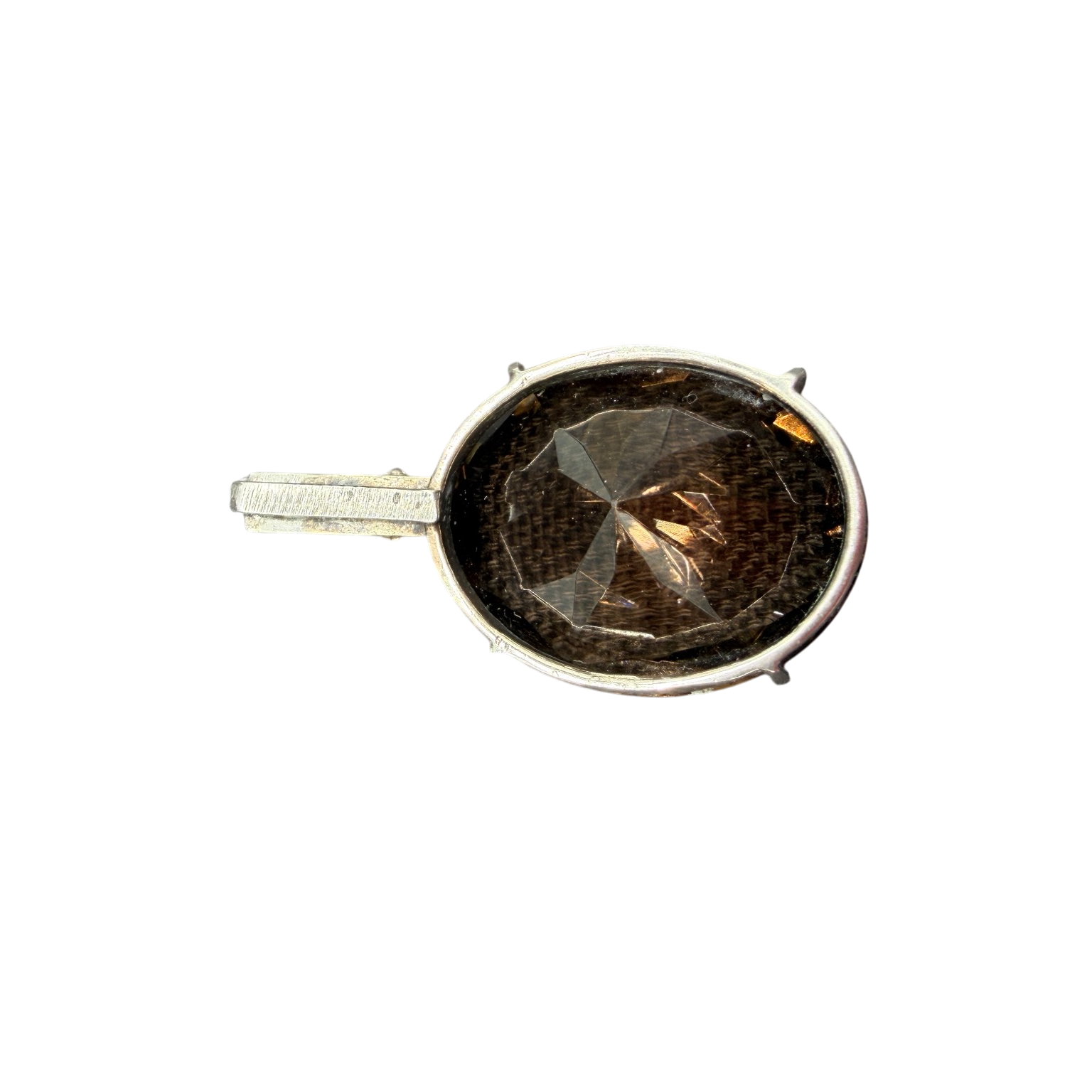 1960s Sterling Silver Smoky Quartz Pendant with Prong Setting
