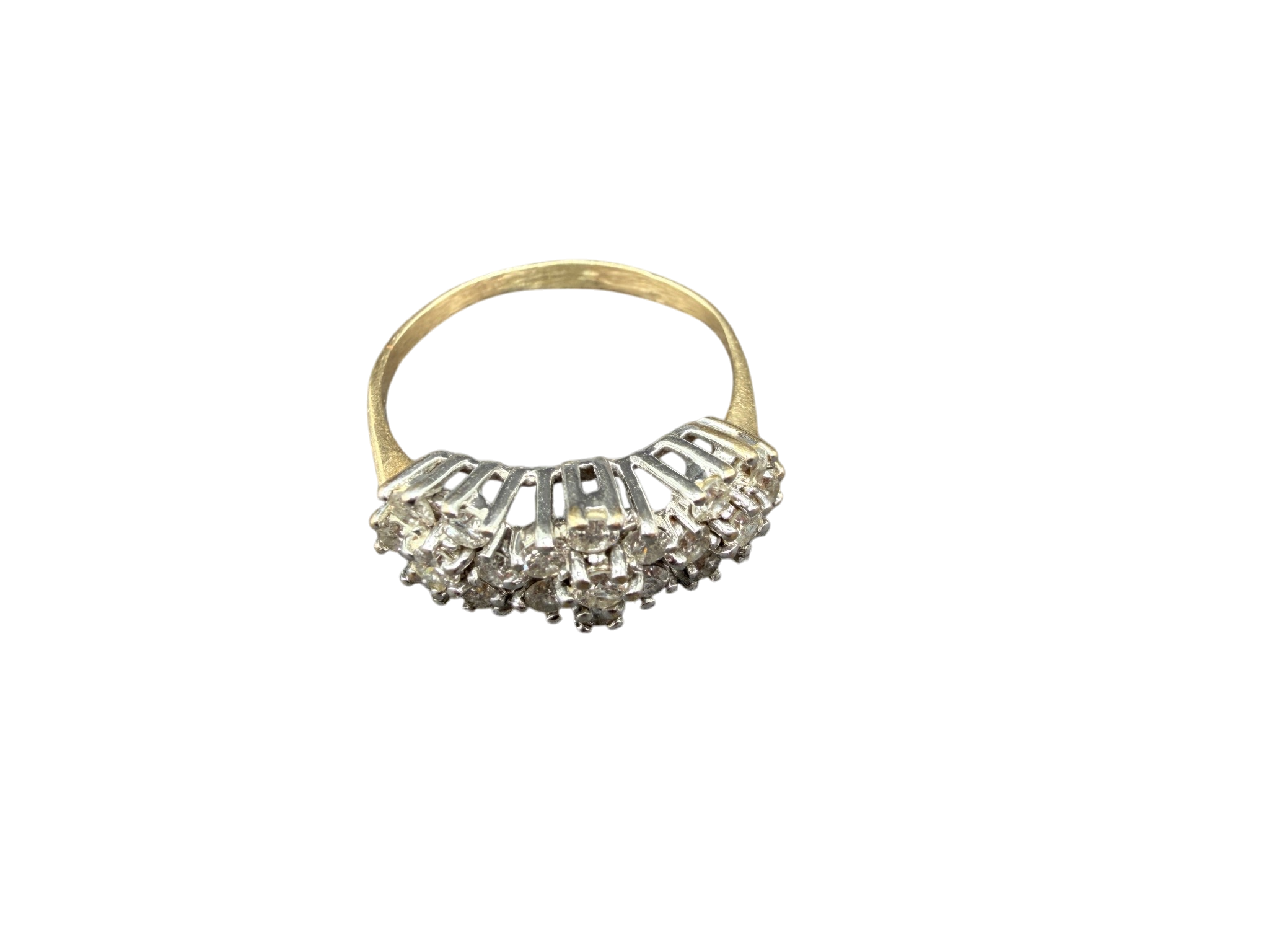 14K Gold Diamond Triple Flower Cluster Anniversary Ring (1 CTTW)