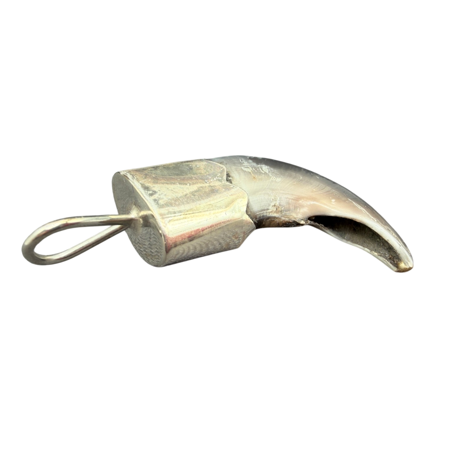 1970s Bear Claw Pendant with Sterling Silver Cap and Turquoise Accent
