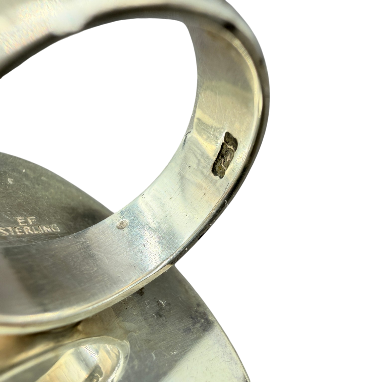 1950s Einer Fehrn Danish Modernist Sterling Silver Ring with Cognac Amber