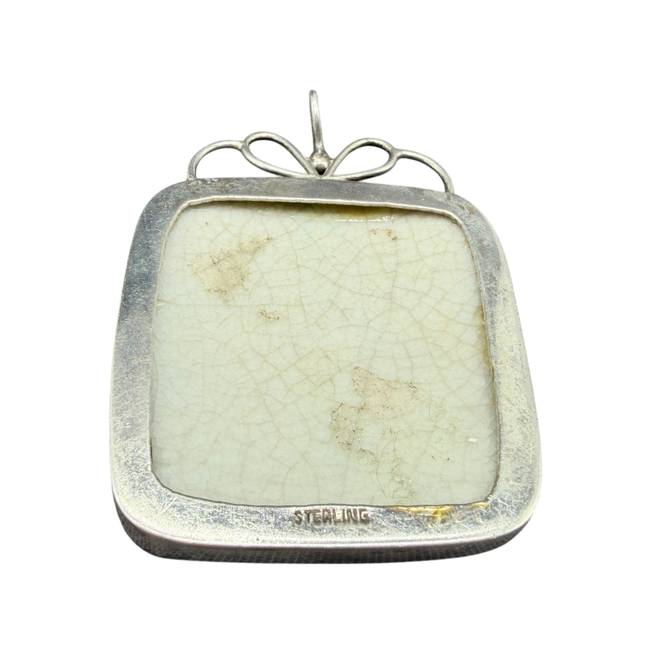Chinese Porcelain Shard Pendant (Ming/Qing Dynasty) in Sterling Silver