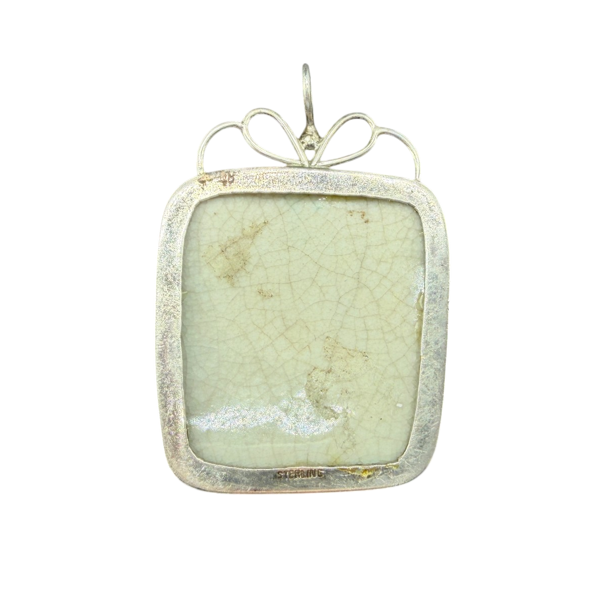 Chinese Porcelain Shard Pendant (Ming/Qing Dynasty) in Sterling Silver