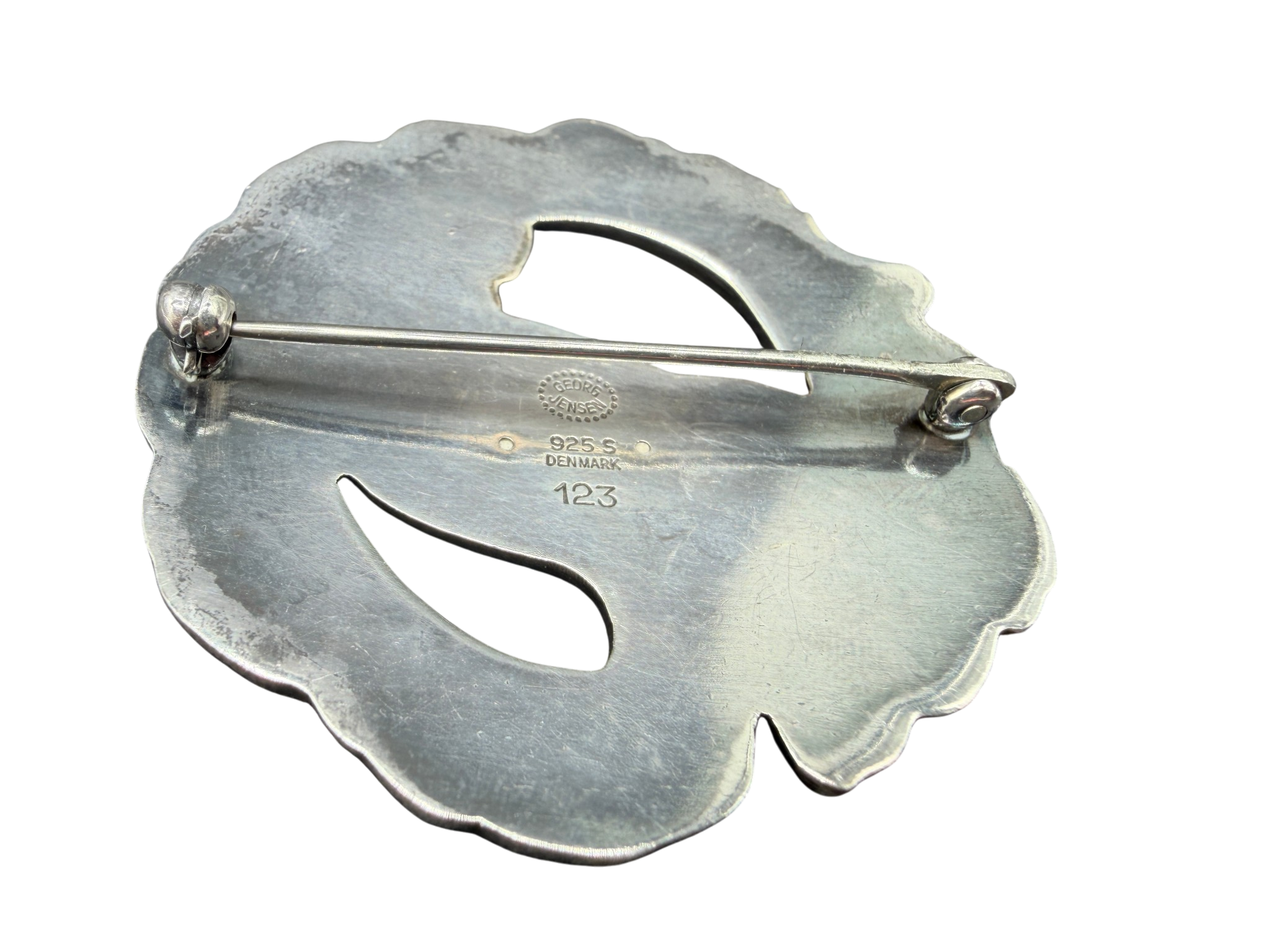 1980s Georg Jensen Sterling Silver #123 Dove & Leaf Brooch