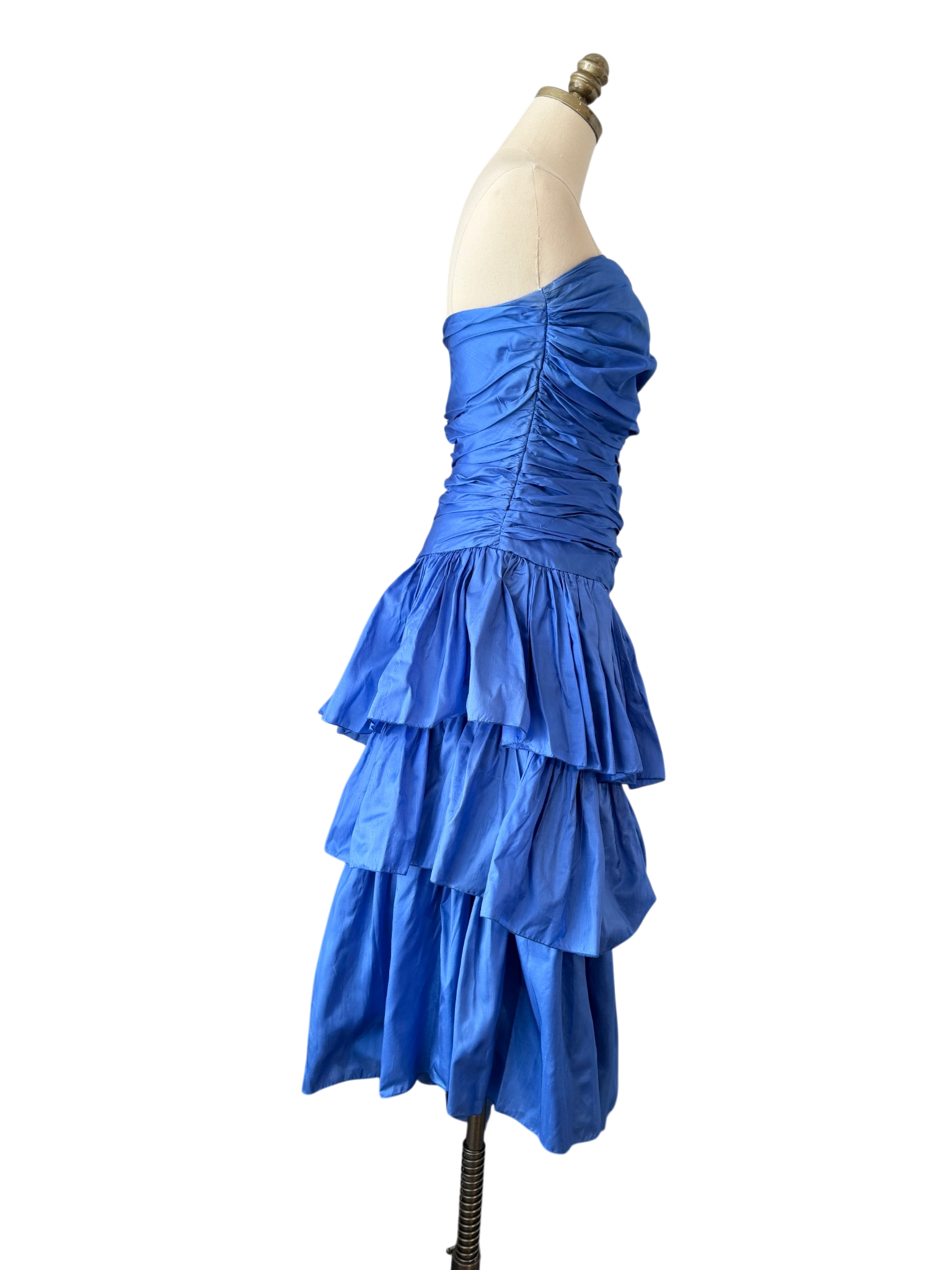 1980s Vicky Tiel “Jezabel” Electric Blue Silk Strapless Dress