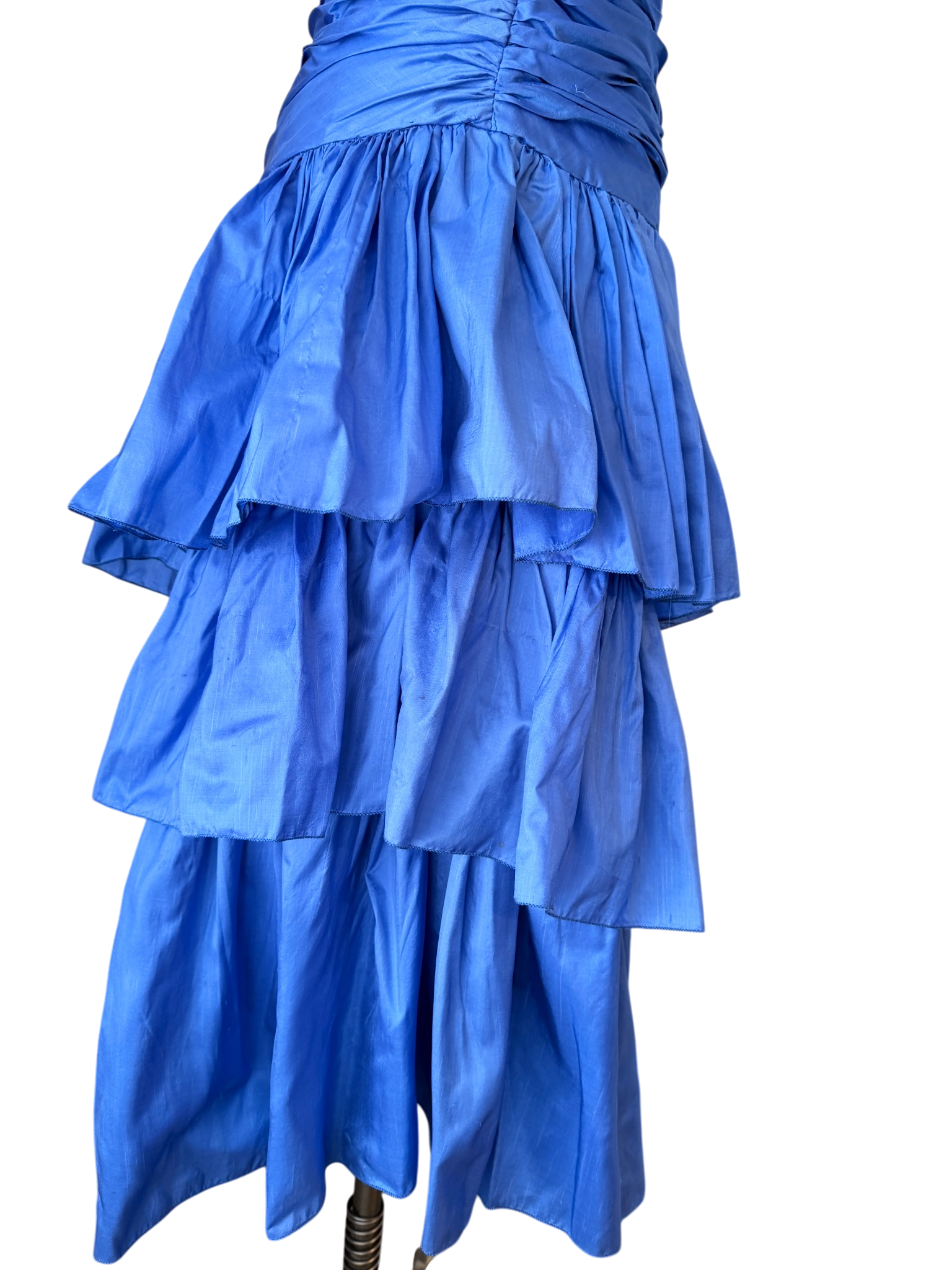 1980s Vicky Tiel “Jezabel” Electric Blue Silk Strapless Dress