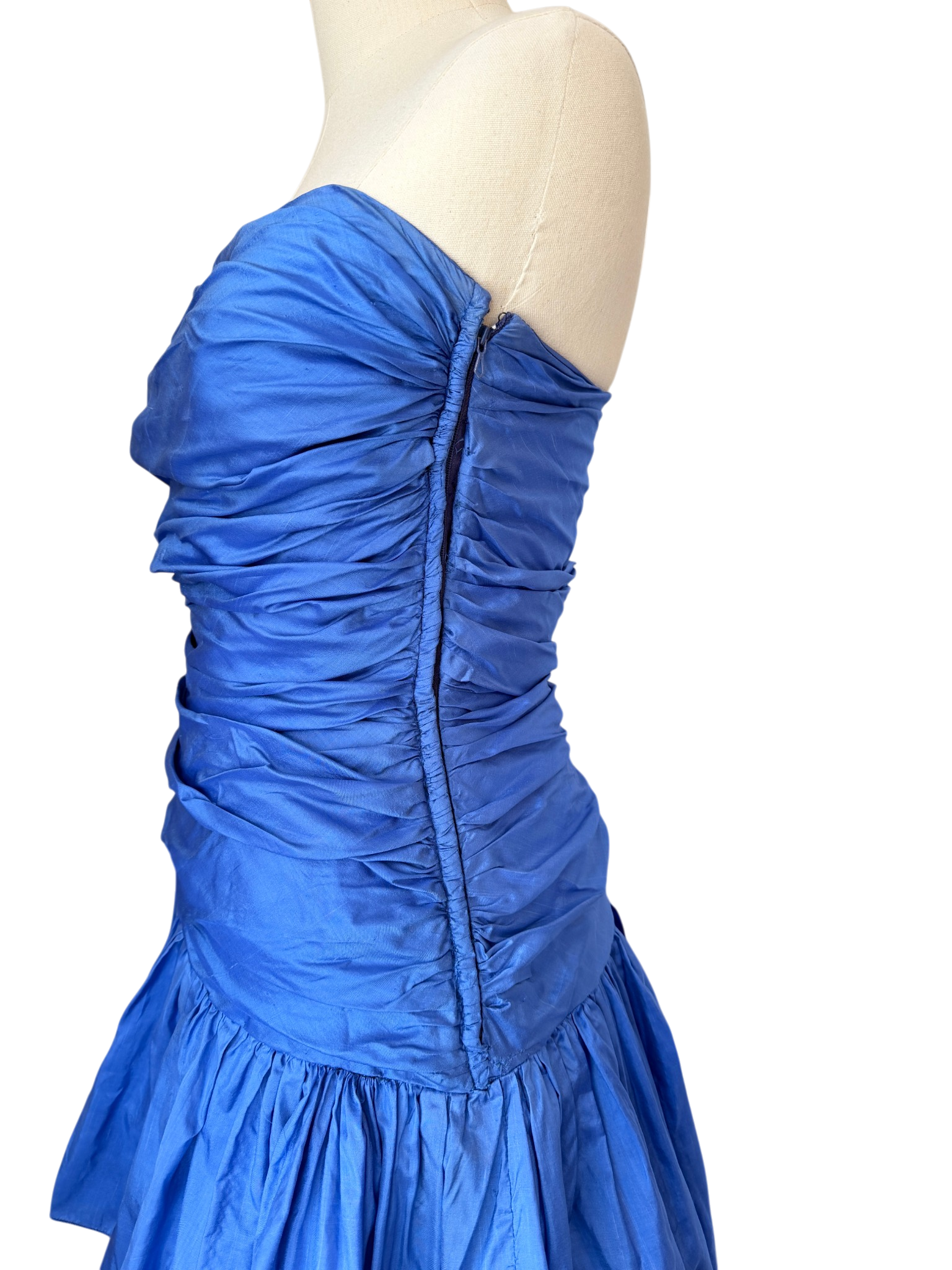 1980s Vicky Tiel “Jezabel” Electric Blue Silk Strapless Dress