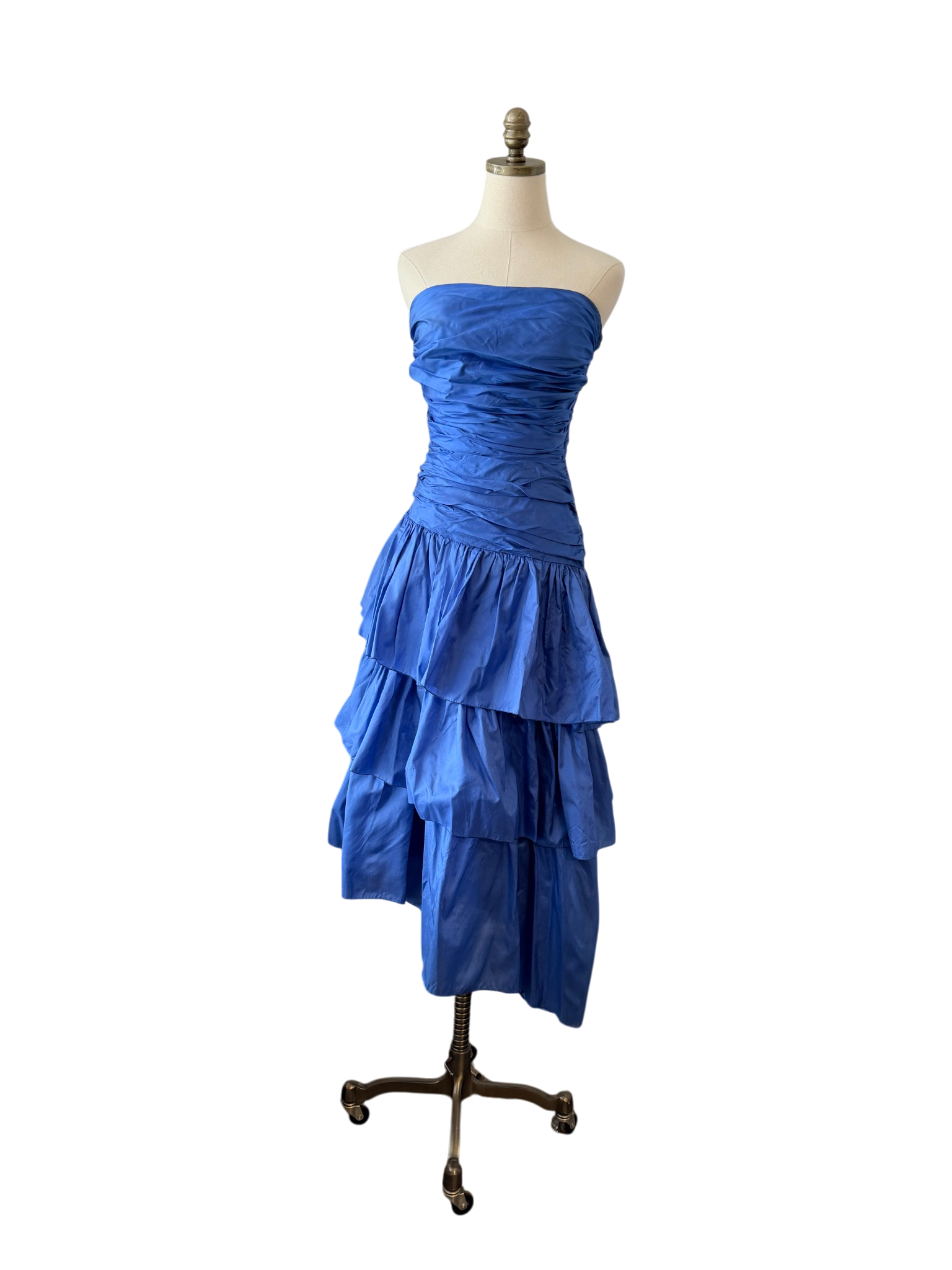 1980s Vicky Tiel “Jezabel” Electric Blue Silk Strapless Dress