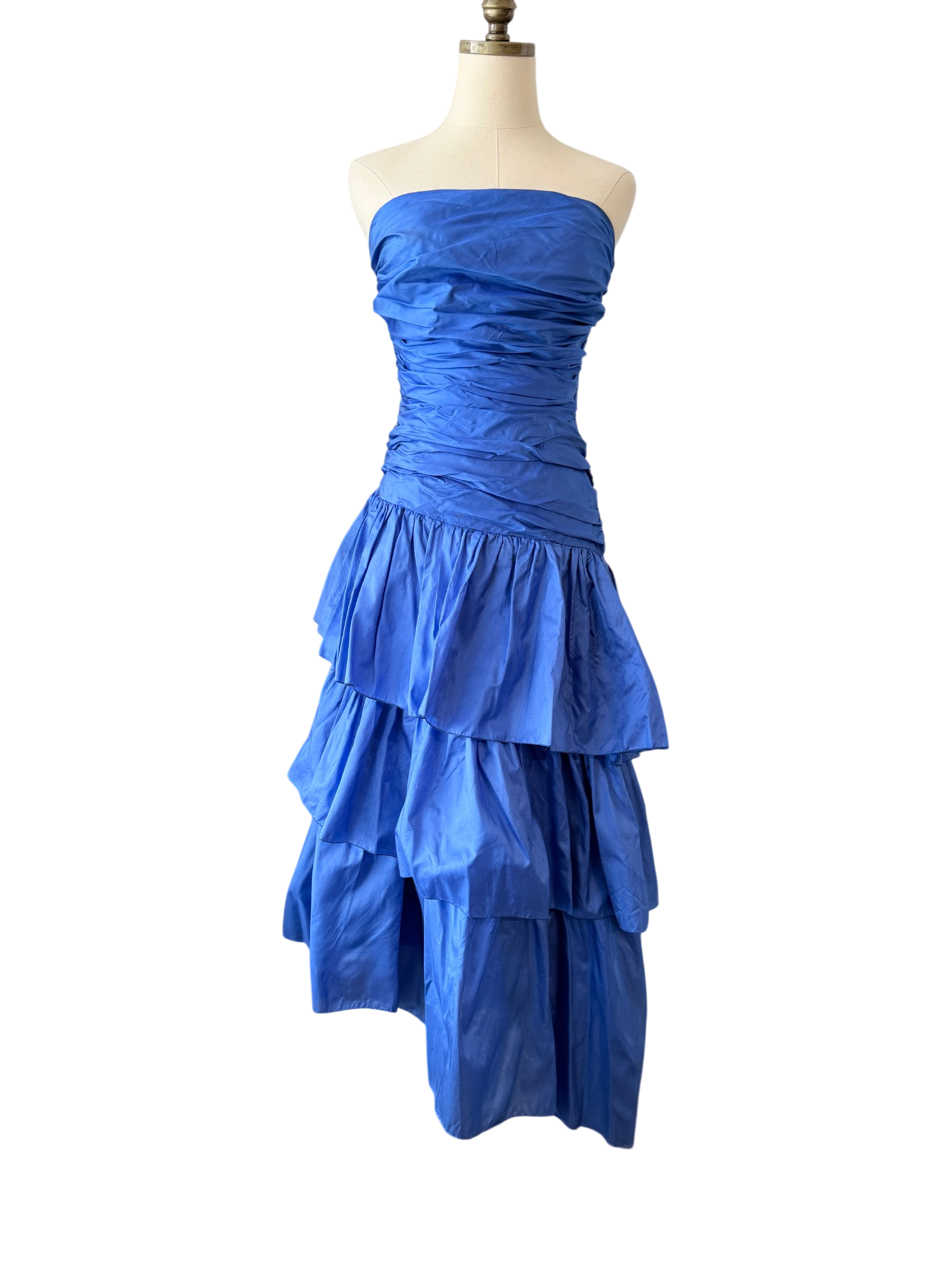 1980s Vicky Tiel “Jezabel” Electric Blue Silk Strapless Dress