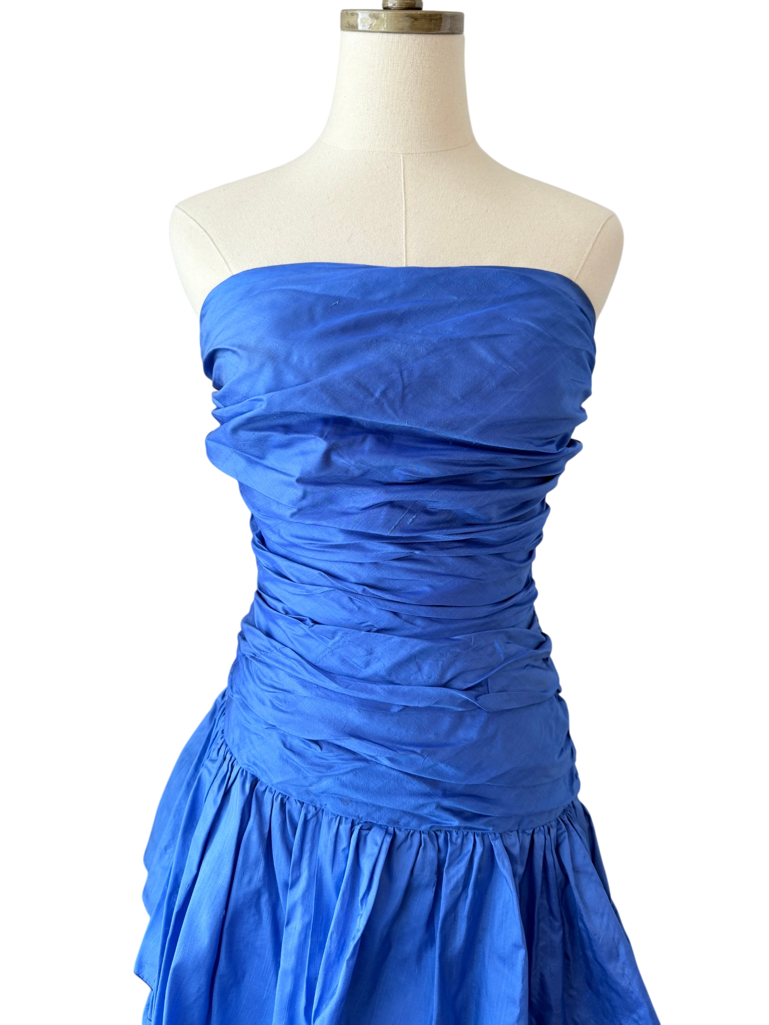 1980s Vicky Tiel “Jezabel” Electric Blue Silk Strapless Dress