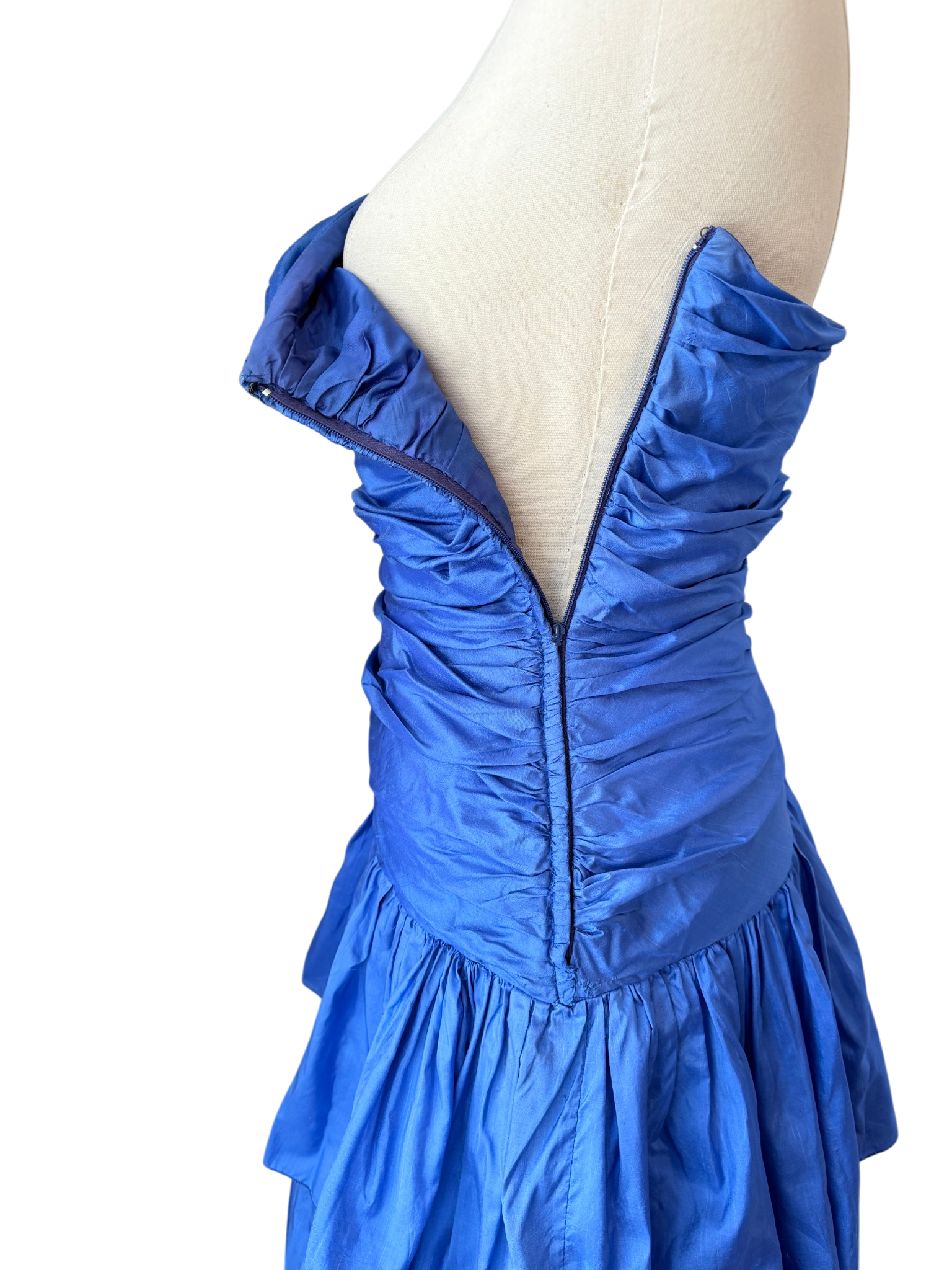 1980s Vicky Tiel “Jezabel” Electric Blue Silk Strapless Dress