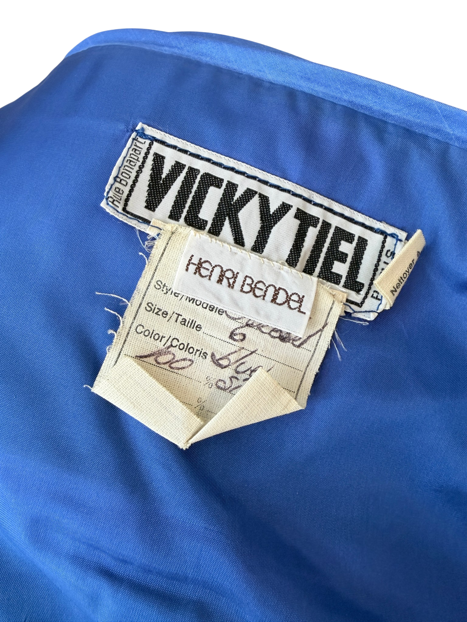 1980s Vicky Tiel “Jezabel” Electric Blue Silk Strapless Dress