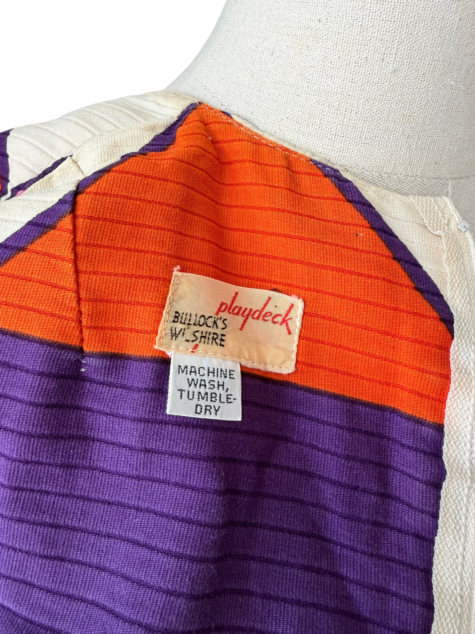 1960s Playdeck Ribbed Mod Print Mini Dress in Purple, Pink &amp; Orange