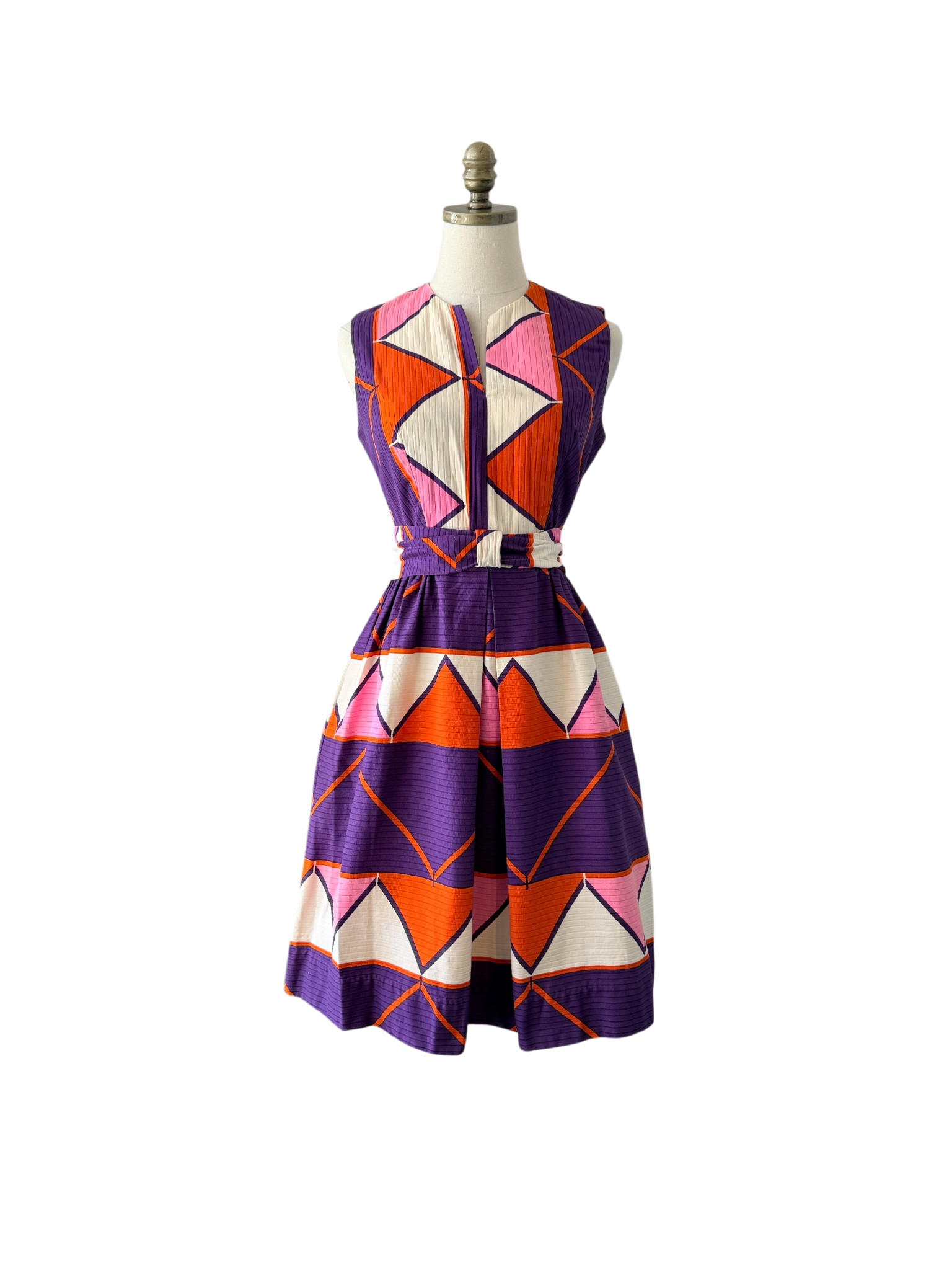 1960s Playdeck Ribbed Mod Print Mini Dress in Purple, Pink &amp; Orange