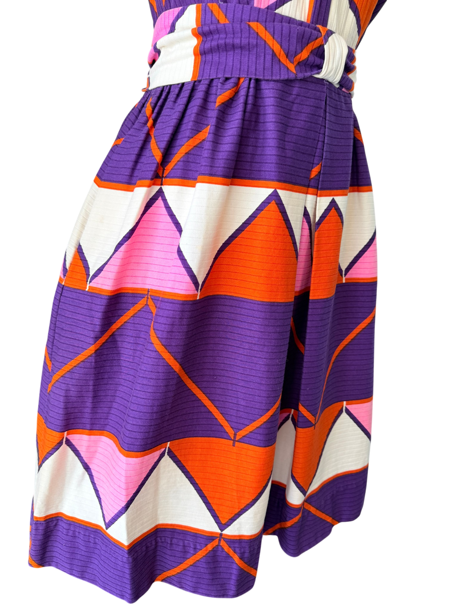 1960s Playdeck Ribbed Mod Print Mini Dress in Purple, Pink &amp; Orange