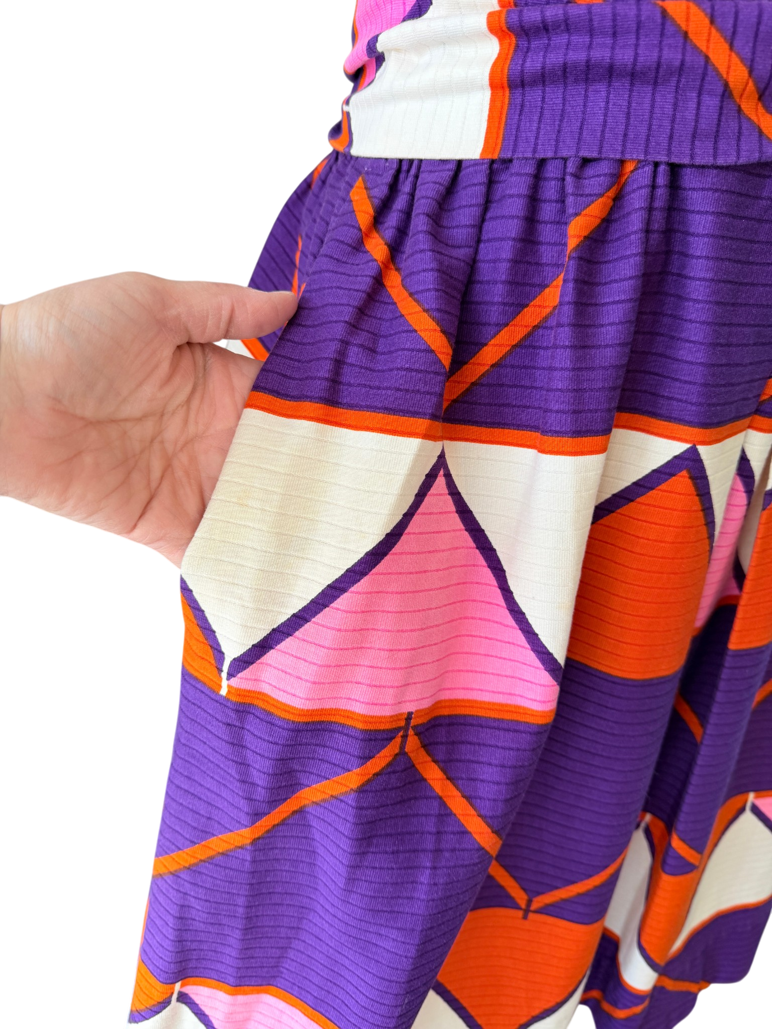 1960s Playdeck Ribbed Mod Print Mini Dress in Purple, Pink &amp; Orange