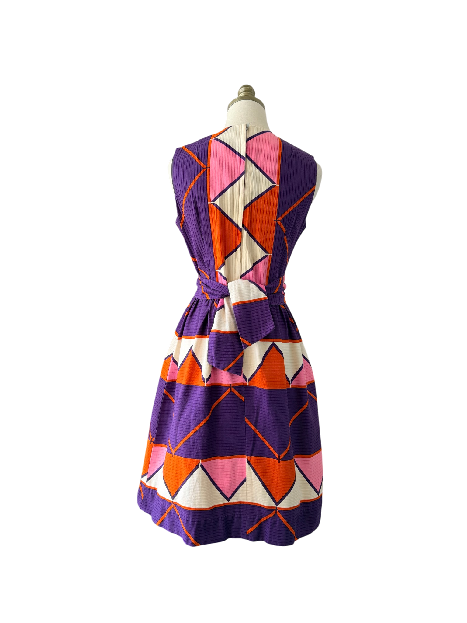 1960s Playdeck Ribbed Mod Print Mini Dress in Purple, Pink &amp; Orange