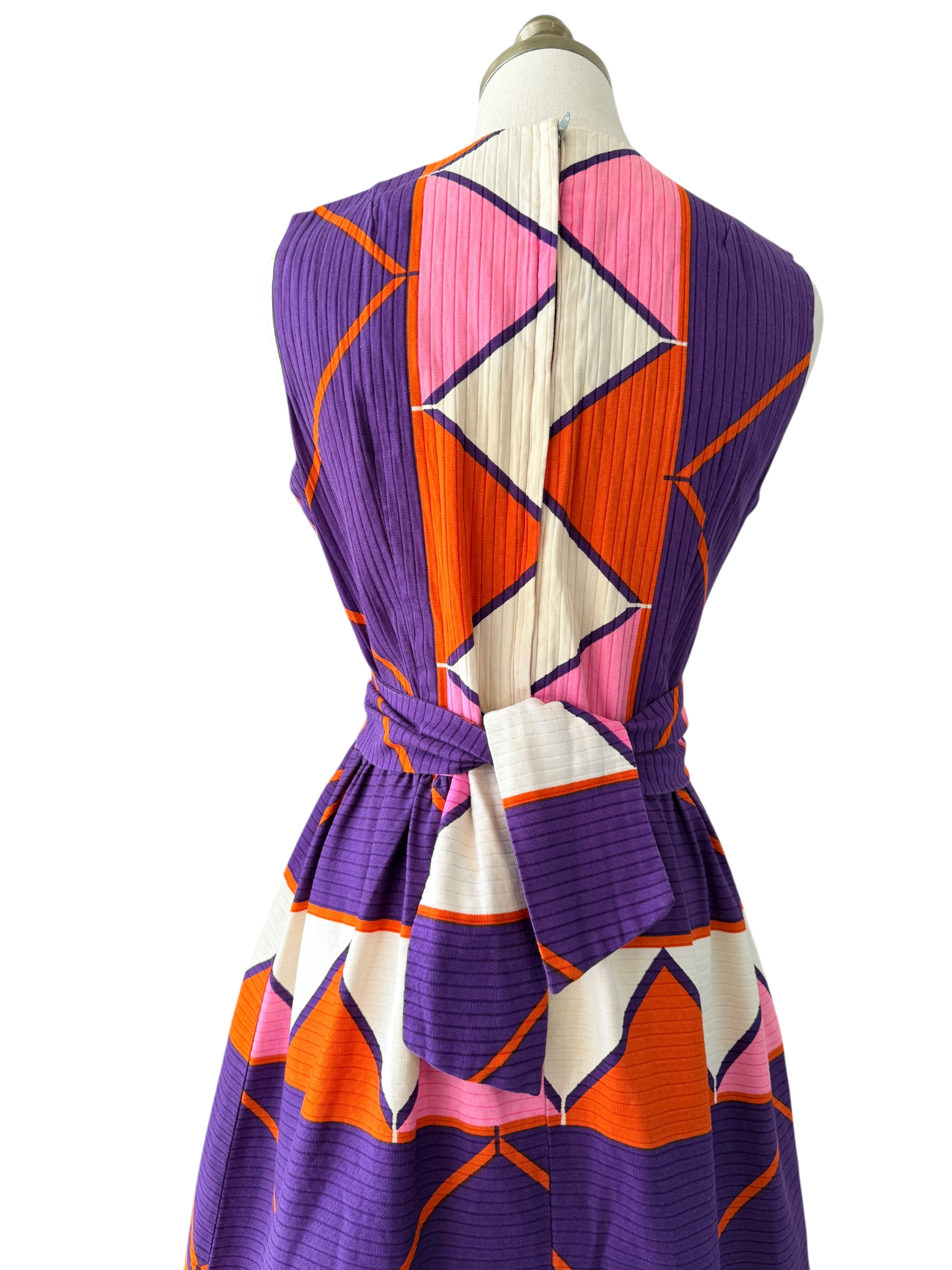 1960s Playdeck Ribbed Mod Print Mini Dress in Purple, Pink &amp; Orange