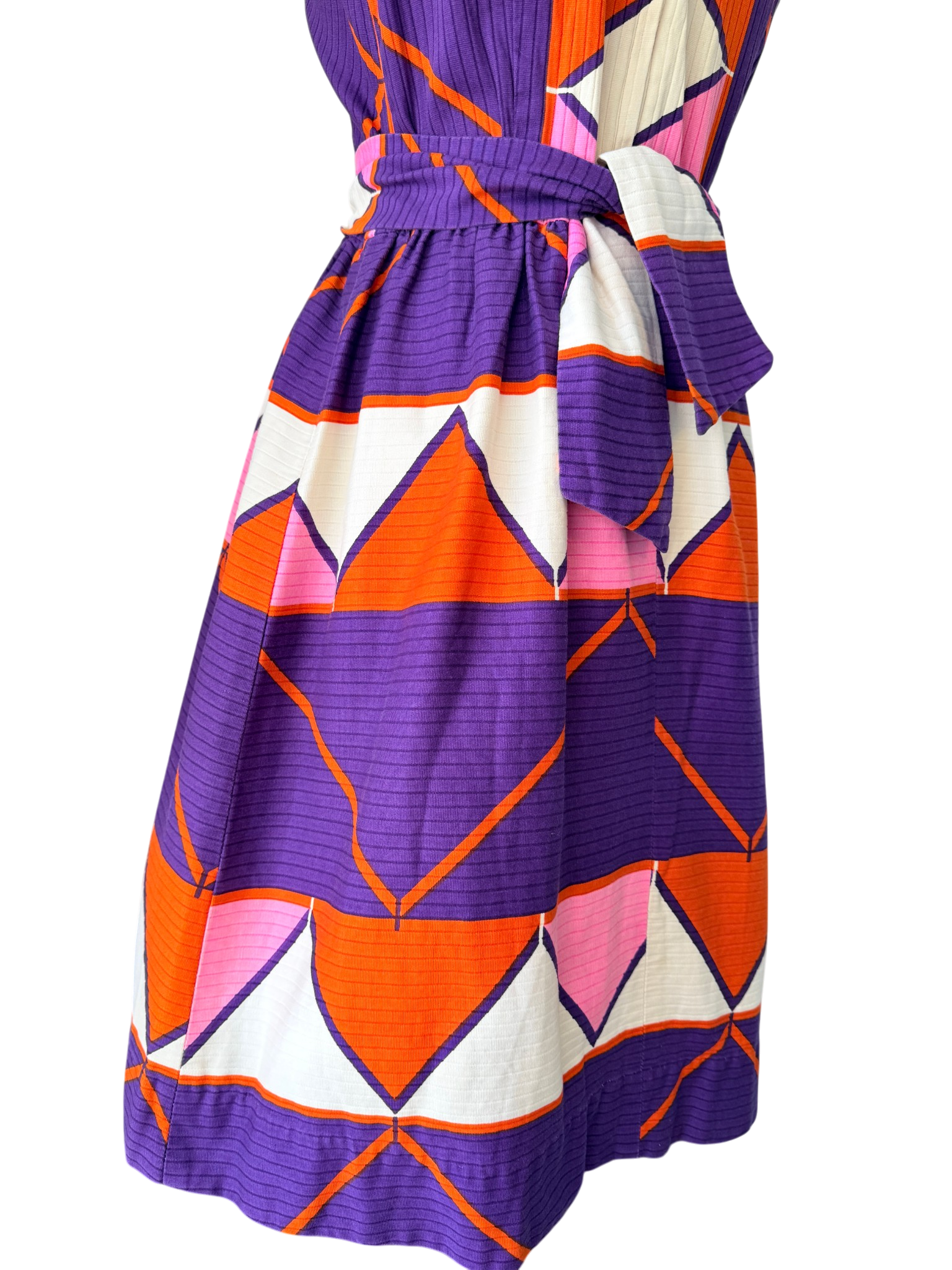 1960s Playdeck Ribbed Mod Print Mini Dress in Purple, Pink &amp; Orange