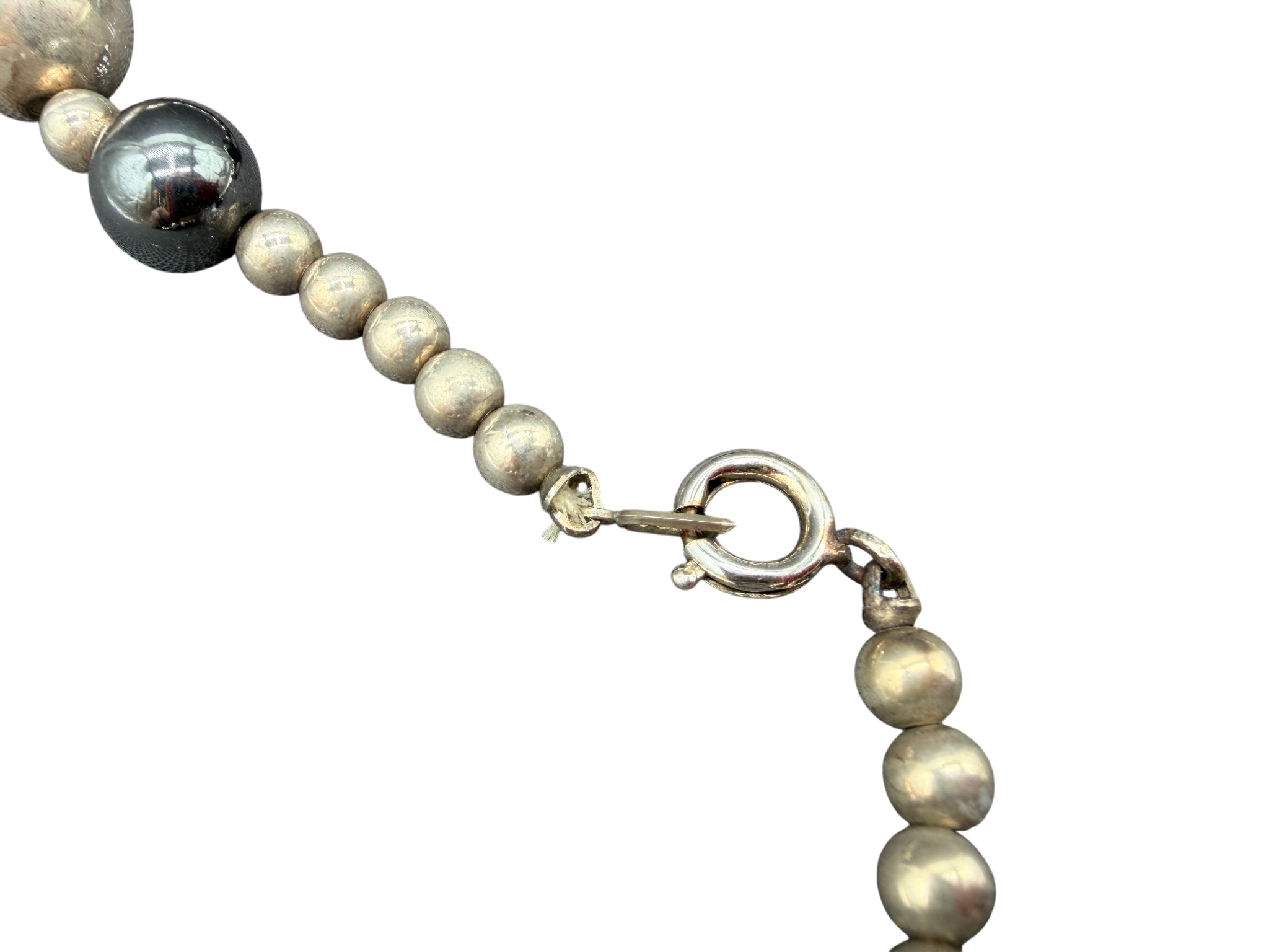 Sterling Silver, Hematite &amp; Onyx Beaded Necklace with 12K Gold-Filled Clasp
